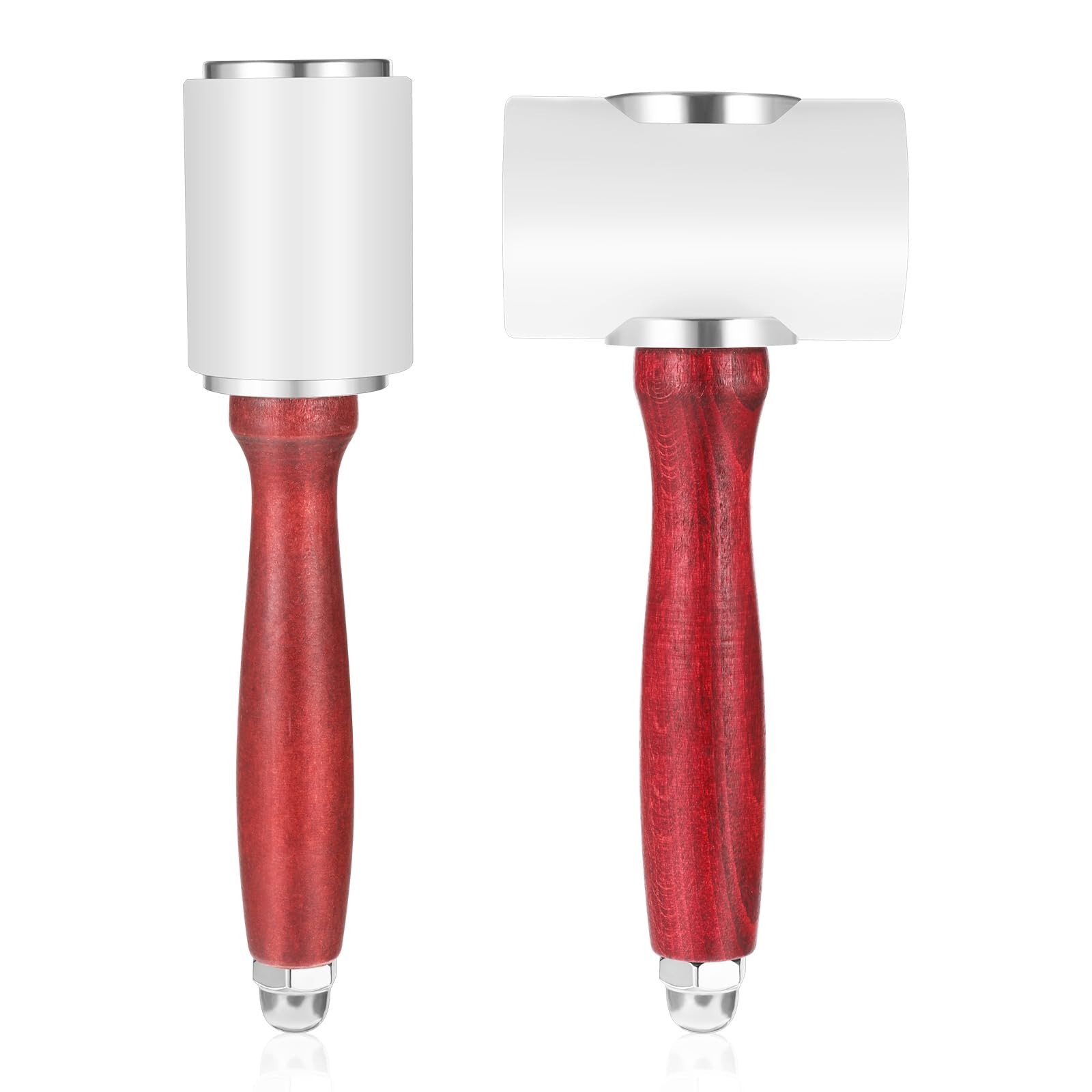 2 Pack Leather Carving Hammer, Nylon Wood Handle Leathercraft Mallet Leather ...