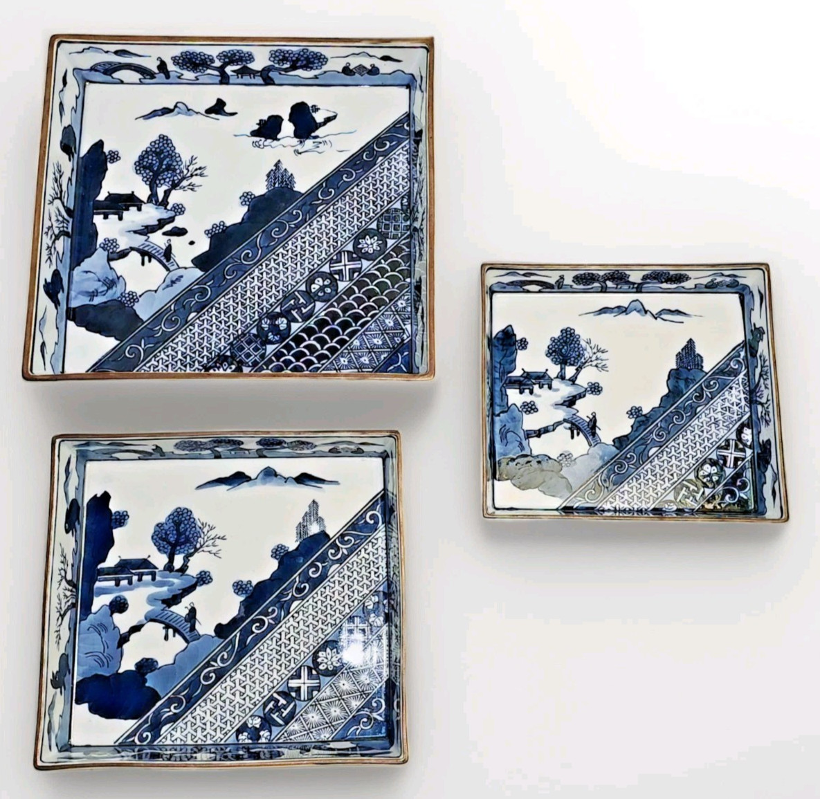 Imari Arita Japanese Porcelain Nesting Tray/ Plate Trio\