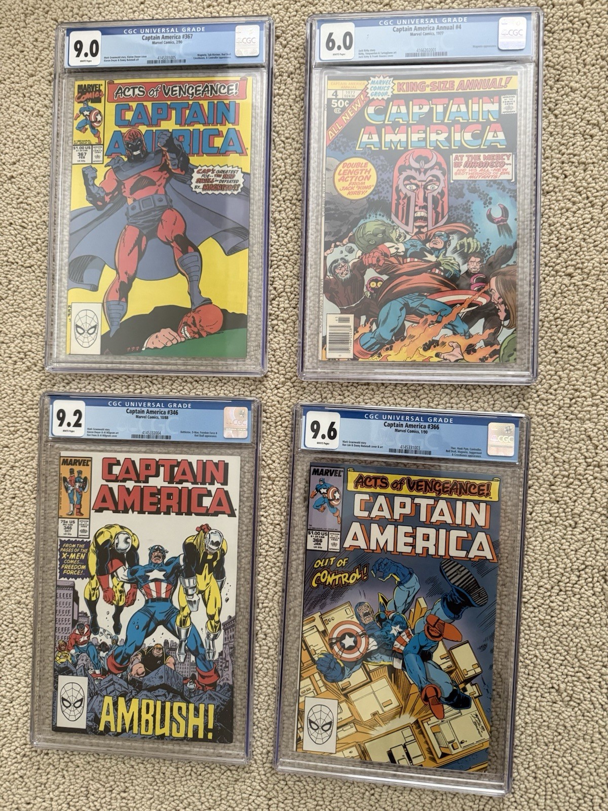 Vtg Captain America CGC Lot All W/ Magneto Juggernaut & Brotherhood Appearances