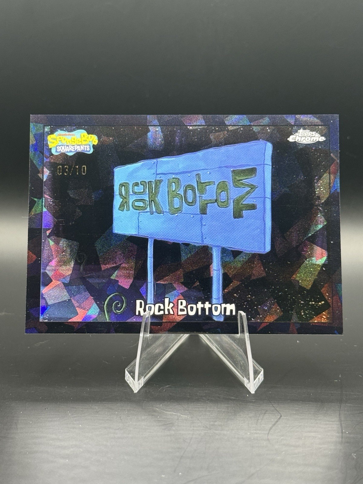 2025 Topps Chrome Sapphire SpongeBob #127 Rock Bottom Black /10
