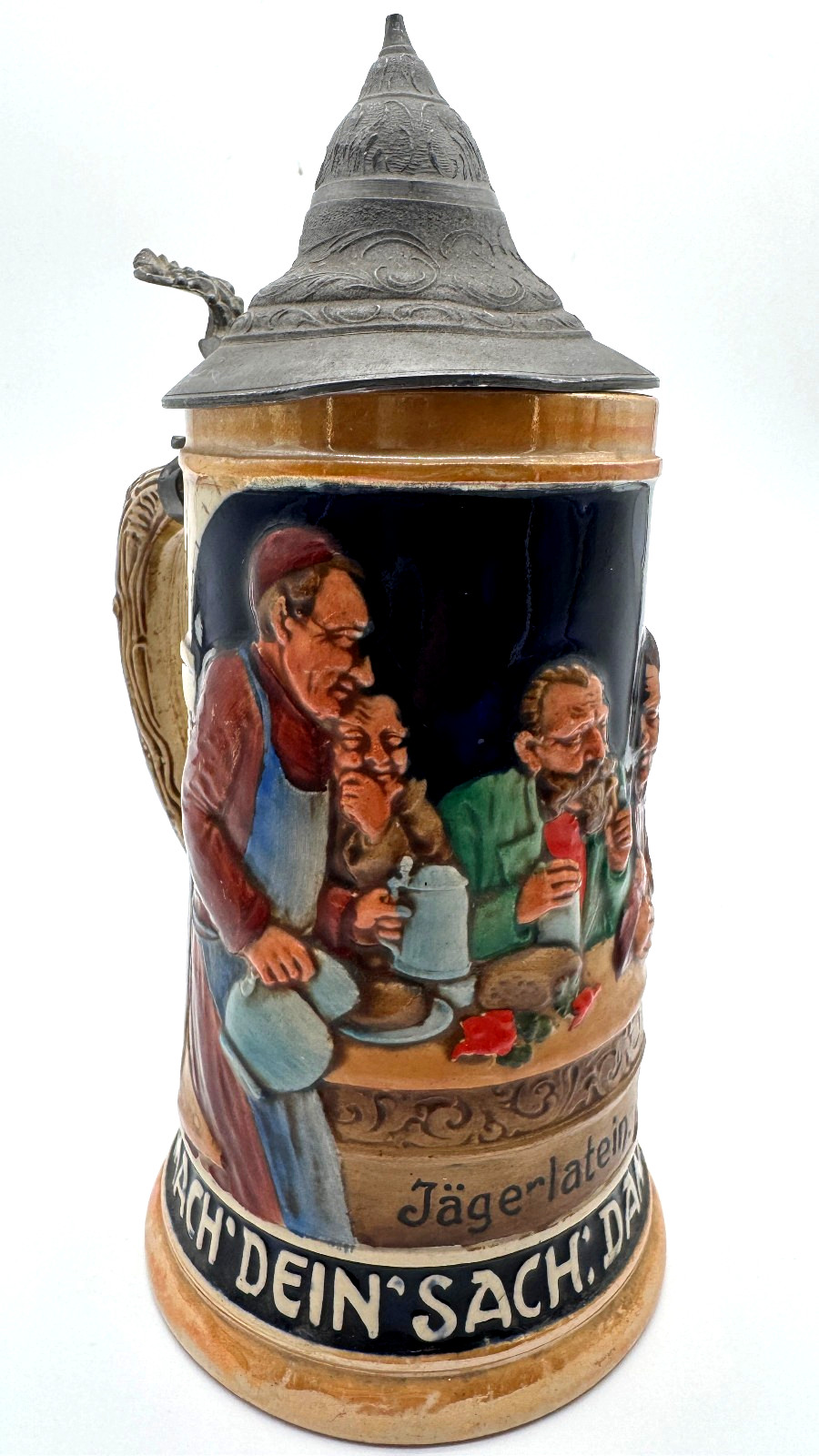 Vintage Reinhold Merkelbach 3939 German Beer Stein Jagerlatein Pewter Lid Vintage Reinhold Merkelbach 3939 German Beer Stein Jagerlatein Pewter Lid