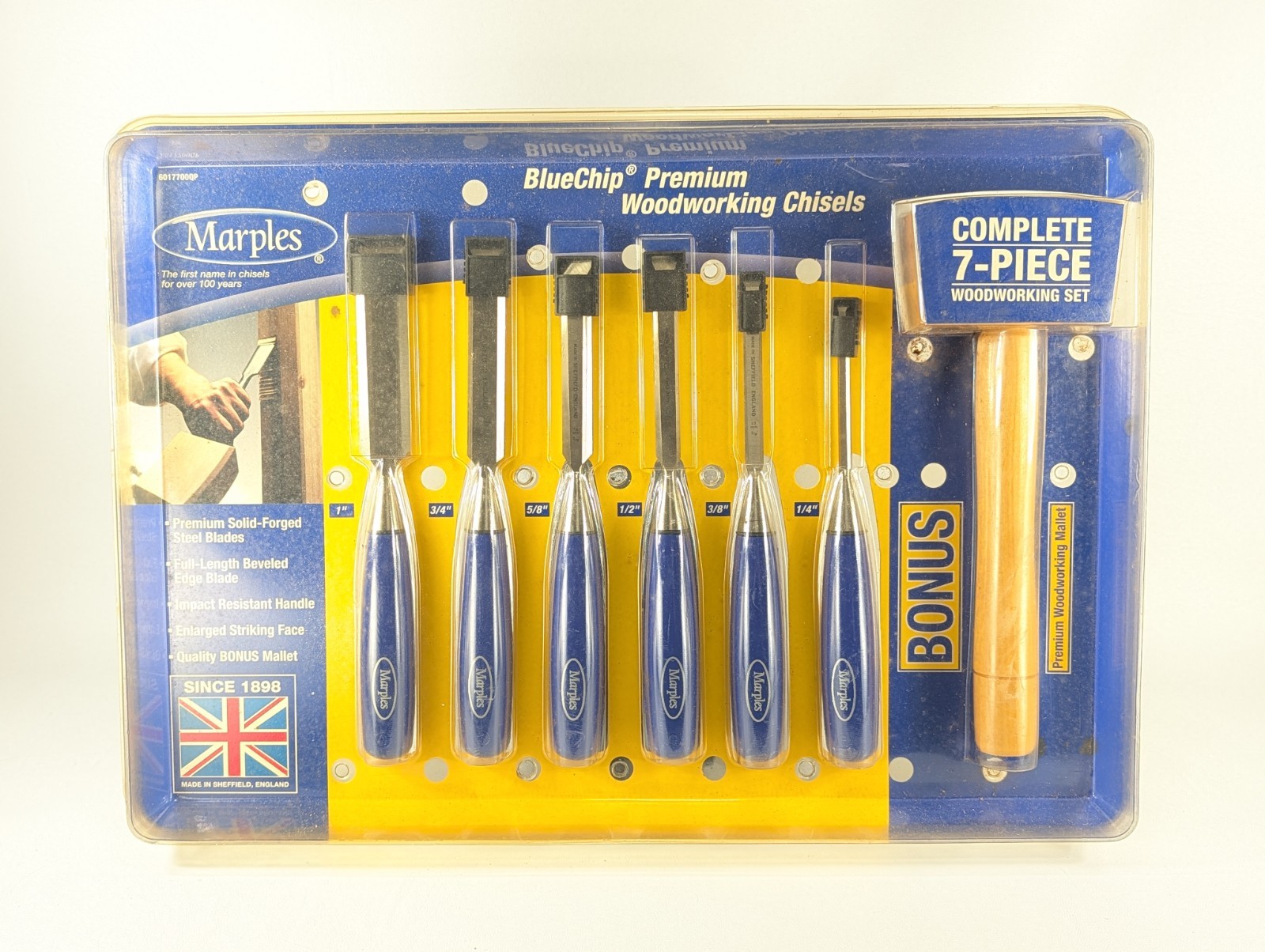 Marples 7-Piece Wood Chisel Set Hand Forged Sheffield England Marples 7-Piece Wood Chisel Set Hand Forged Sheffield England