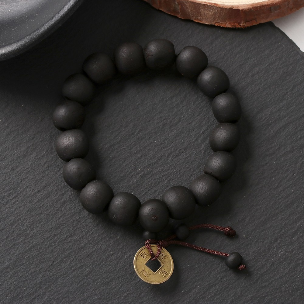 1Pc Wood Bead Buddha Bracelet Buddhist Prayer Beads Copper Coin Lucky Charm 1Pc Wood Bead Buddha Bracelet Buddhist Prayer Beads Copper Coin Lucky Charm