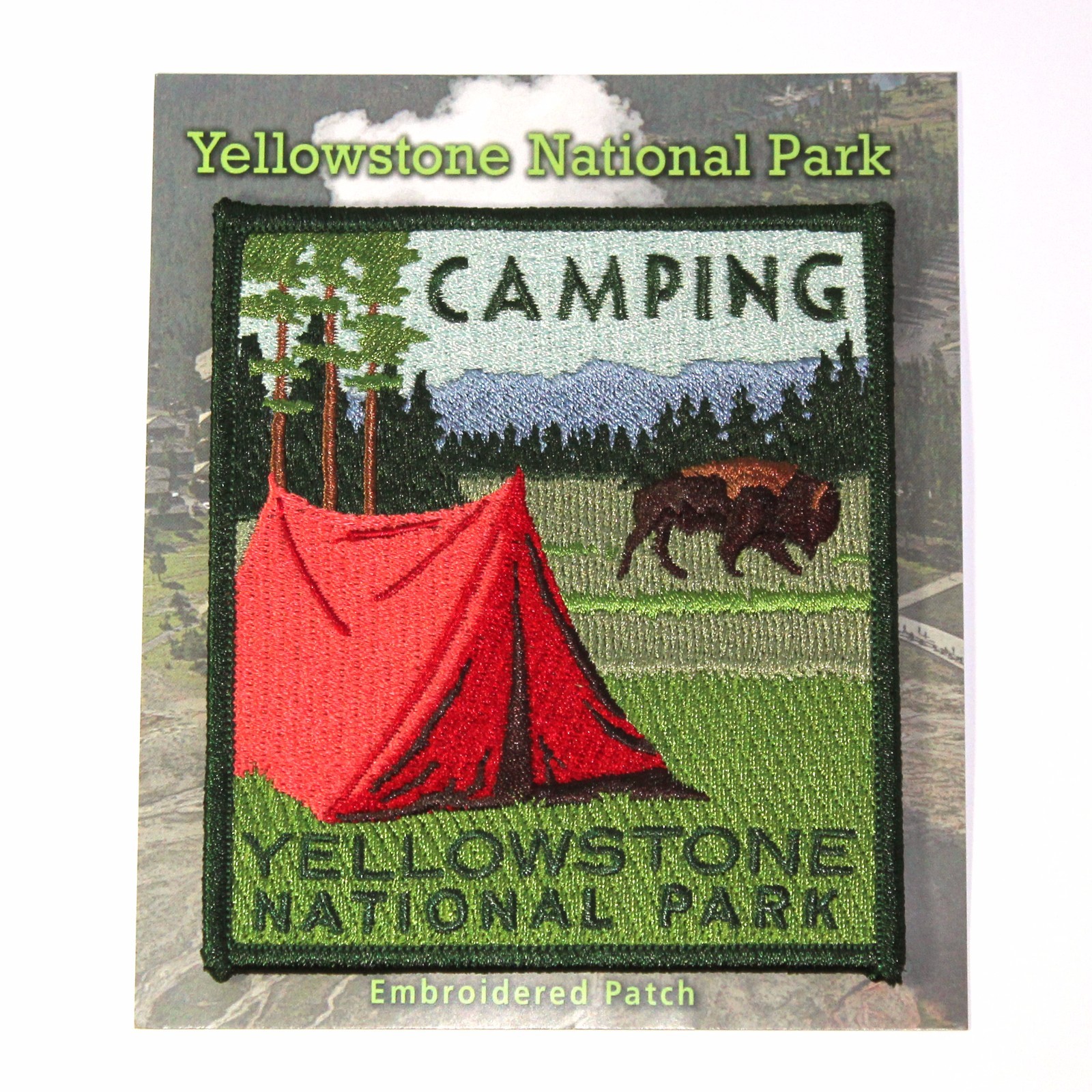 Official Yellowstone National Park Souvenir Patch Camping Tent Bison Wyoming