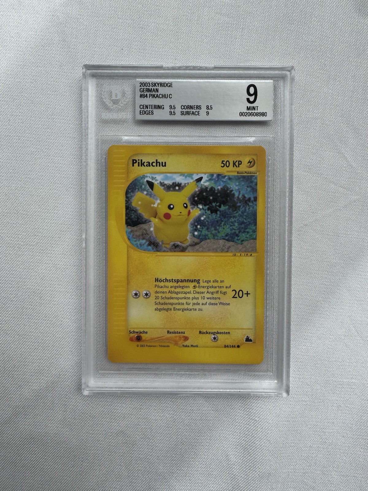 Pokemon 2003 Pikachu Skyridge German BGS 9 Mint POP 1 84/144 PSA Vintage
