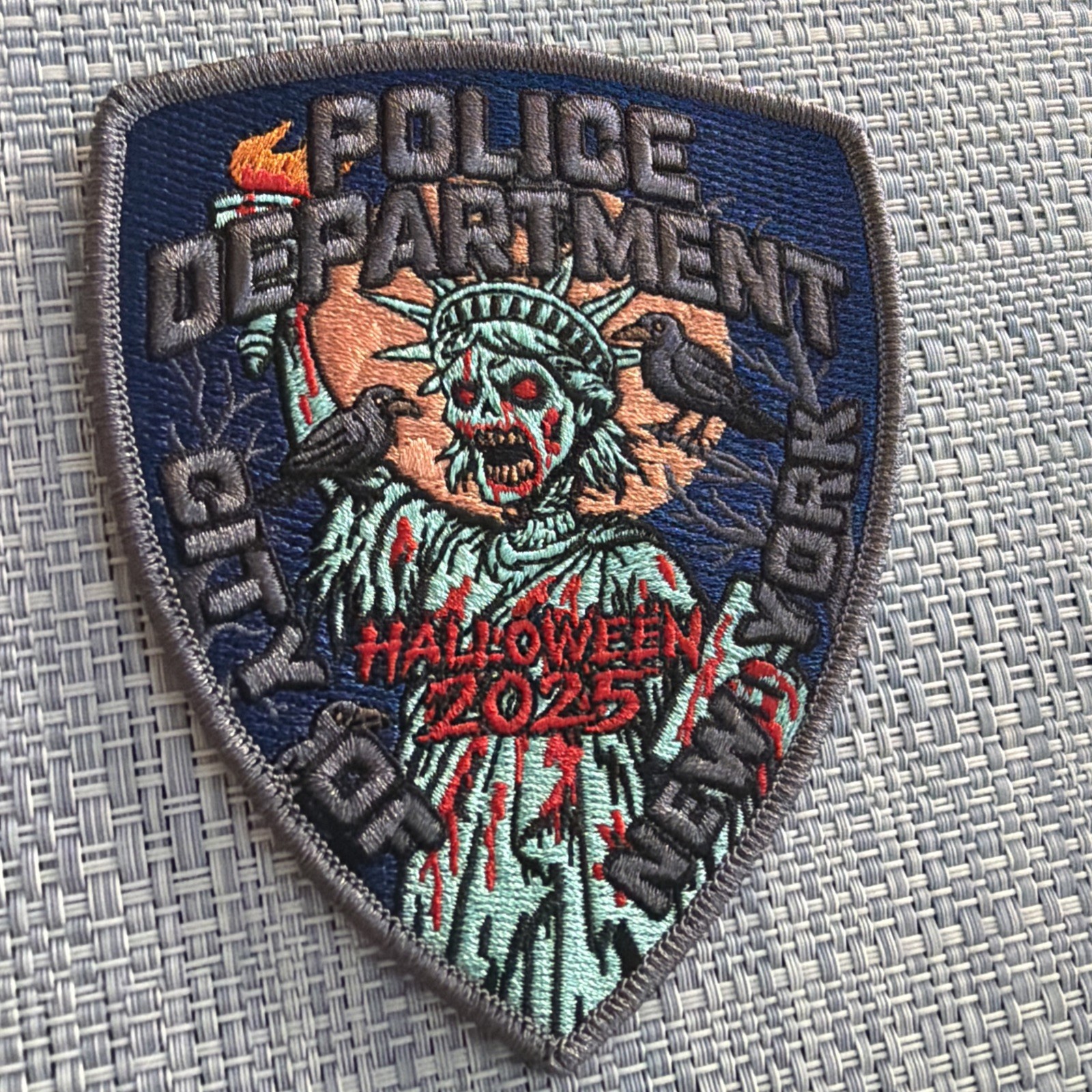 NYC POLICE DEPT HAPPY HALLOWEEN 2025 STATUTE LIBERTY SCARY PATCH NEW YORK CITY