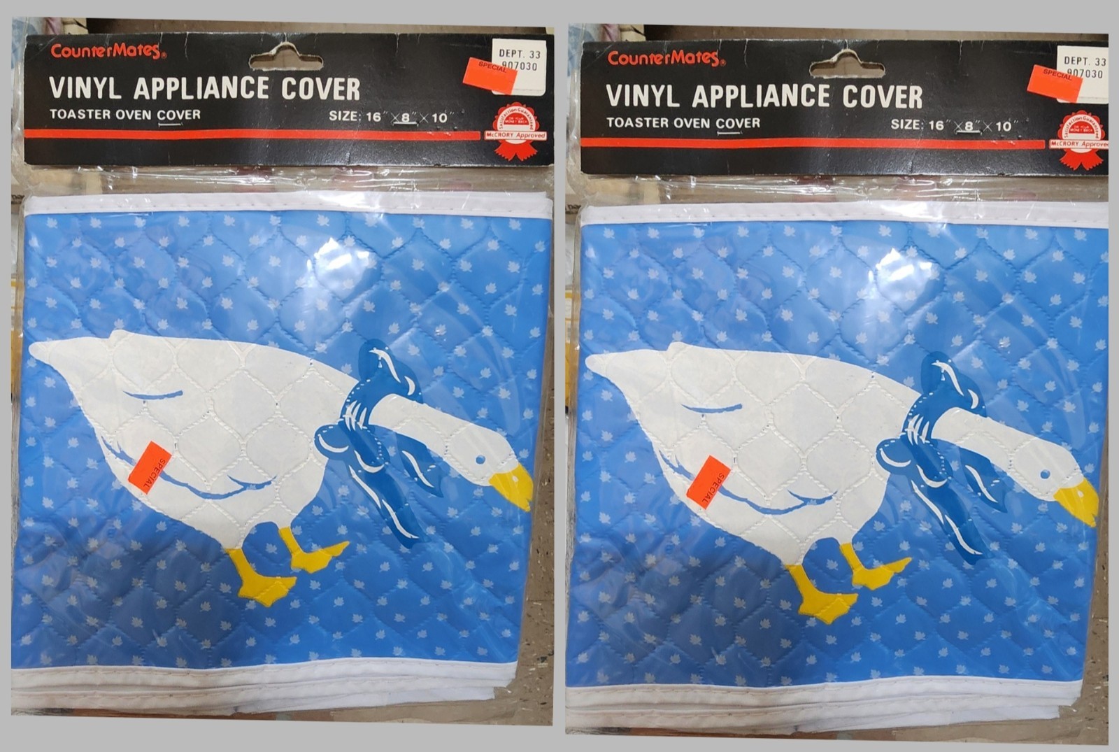 (Lot 2) Vintage 1988 Countermates Goose Vinyl Toaster Oven Cover 16x8x10