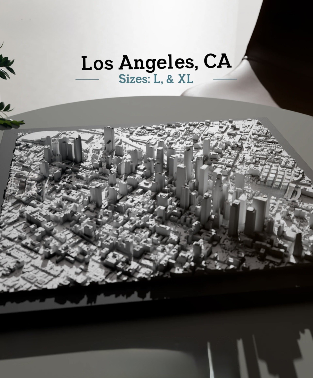3D Printed Cityscape model Los Angeles LA DTLA California downtown 8”x8”