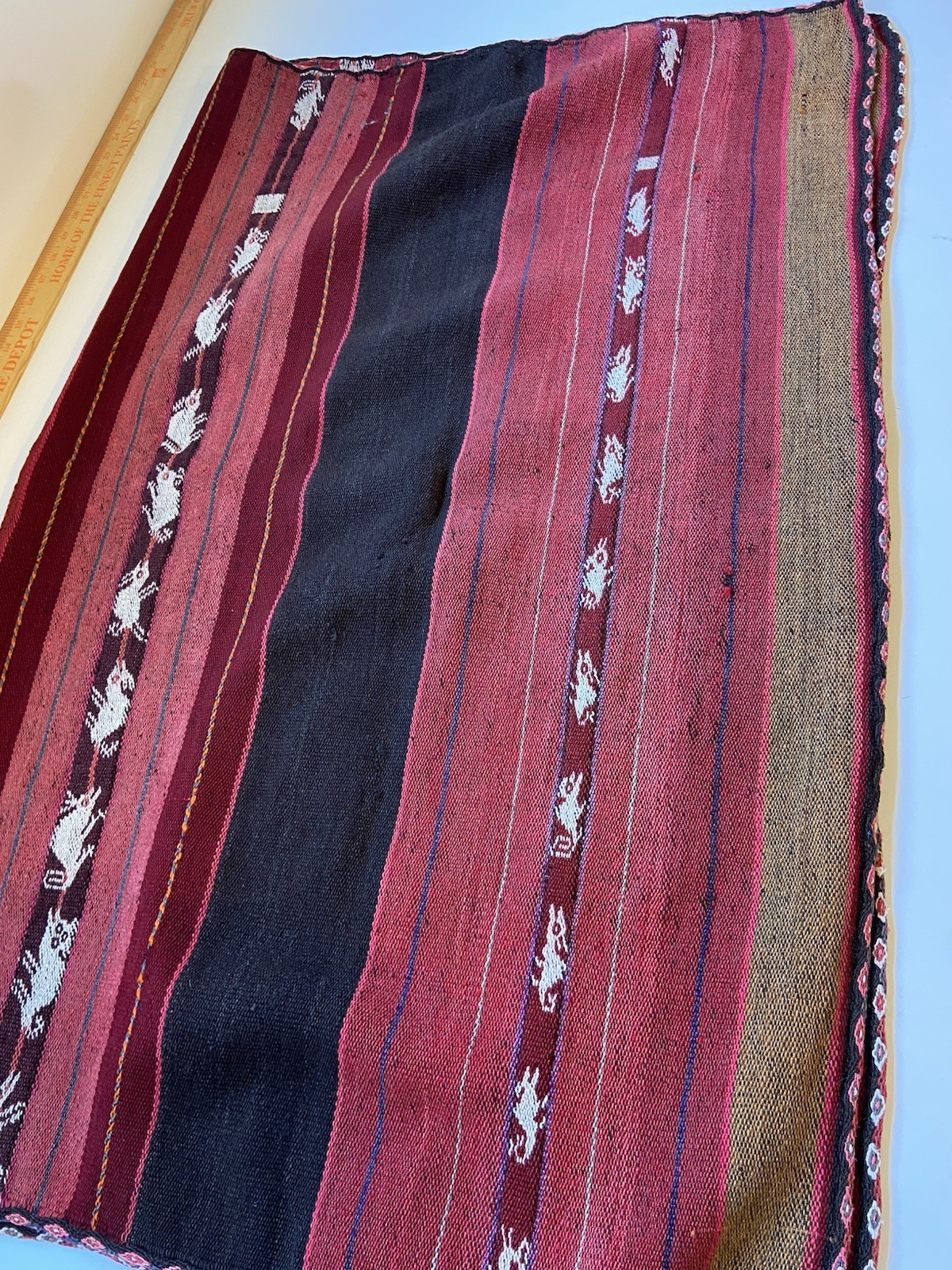 VINTAGE Peruvian South American Weave Textile Blanket 48