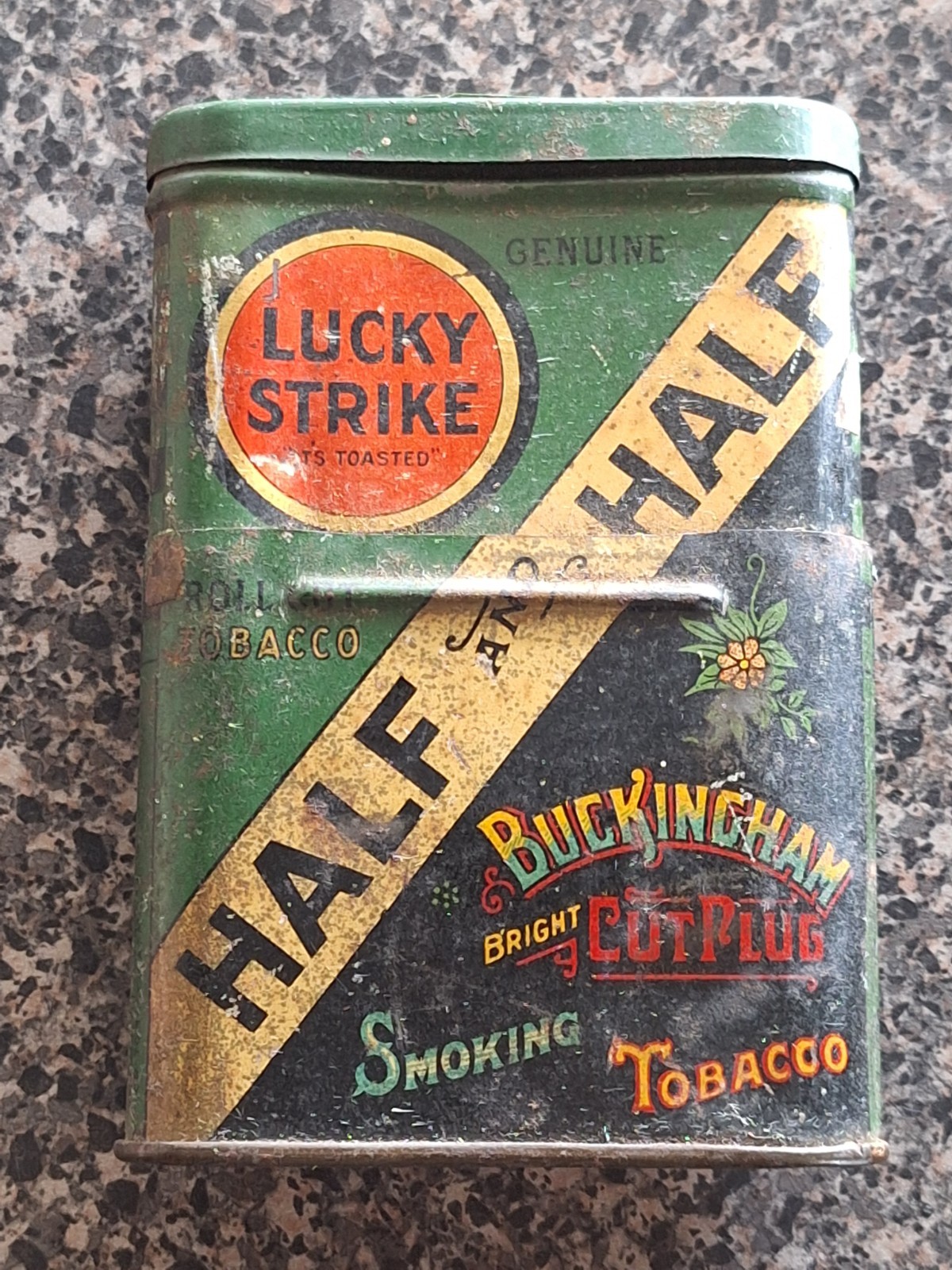 Vintage 1910 Lucky Strike Lithographed Cigarette Tobacco Tin Pre-war Paper Label
