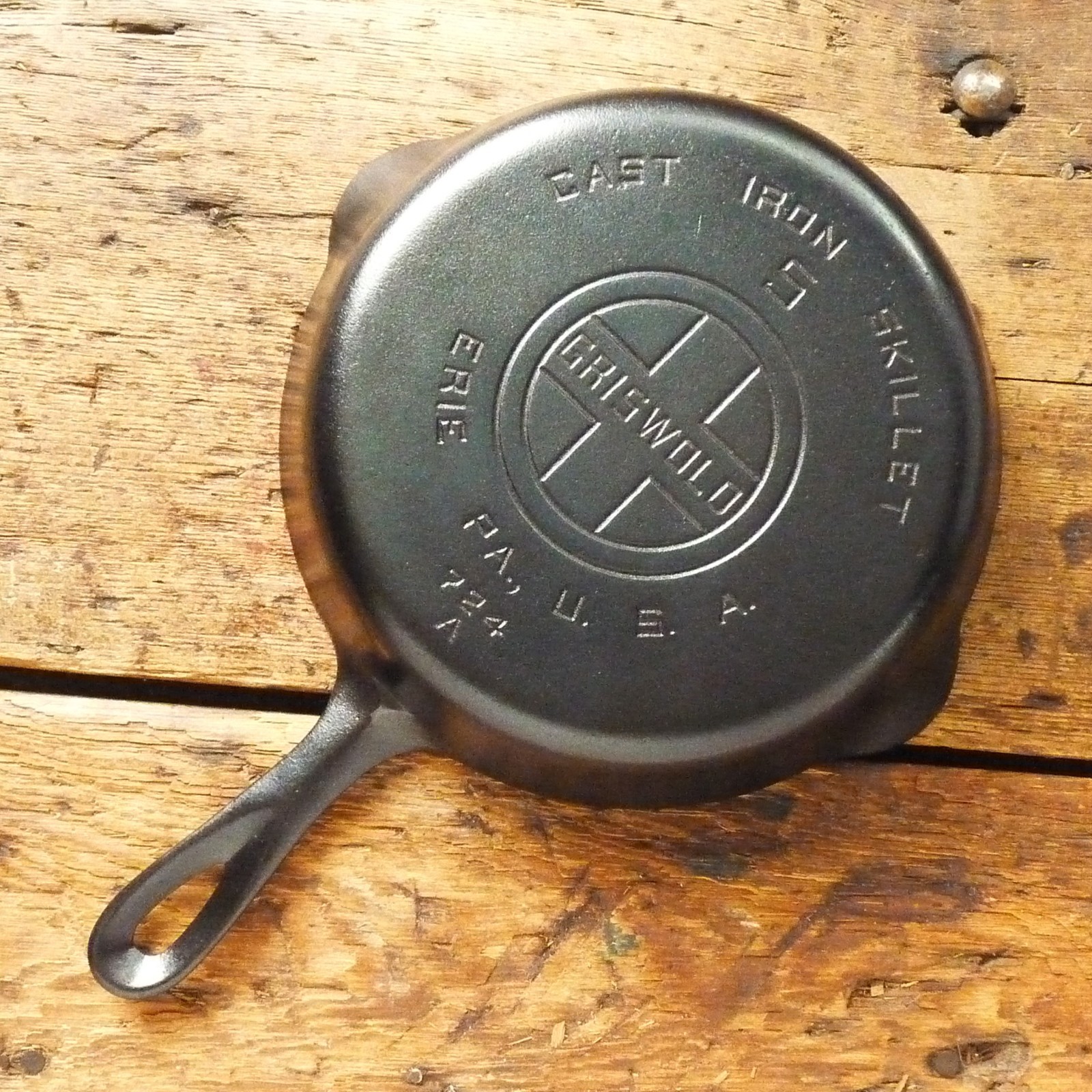 Vintage GRISWOLD Cast Iron SKILLET Frying Pan # 5 LARGE BLOCK LOGO - Ironspoon