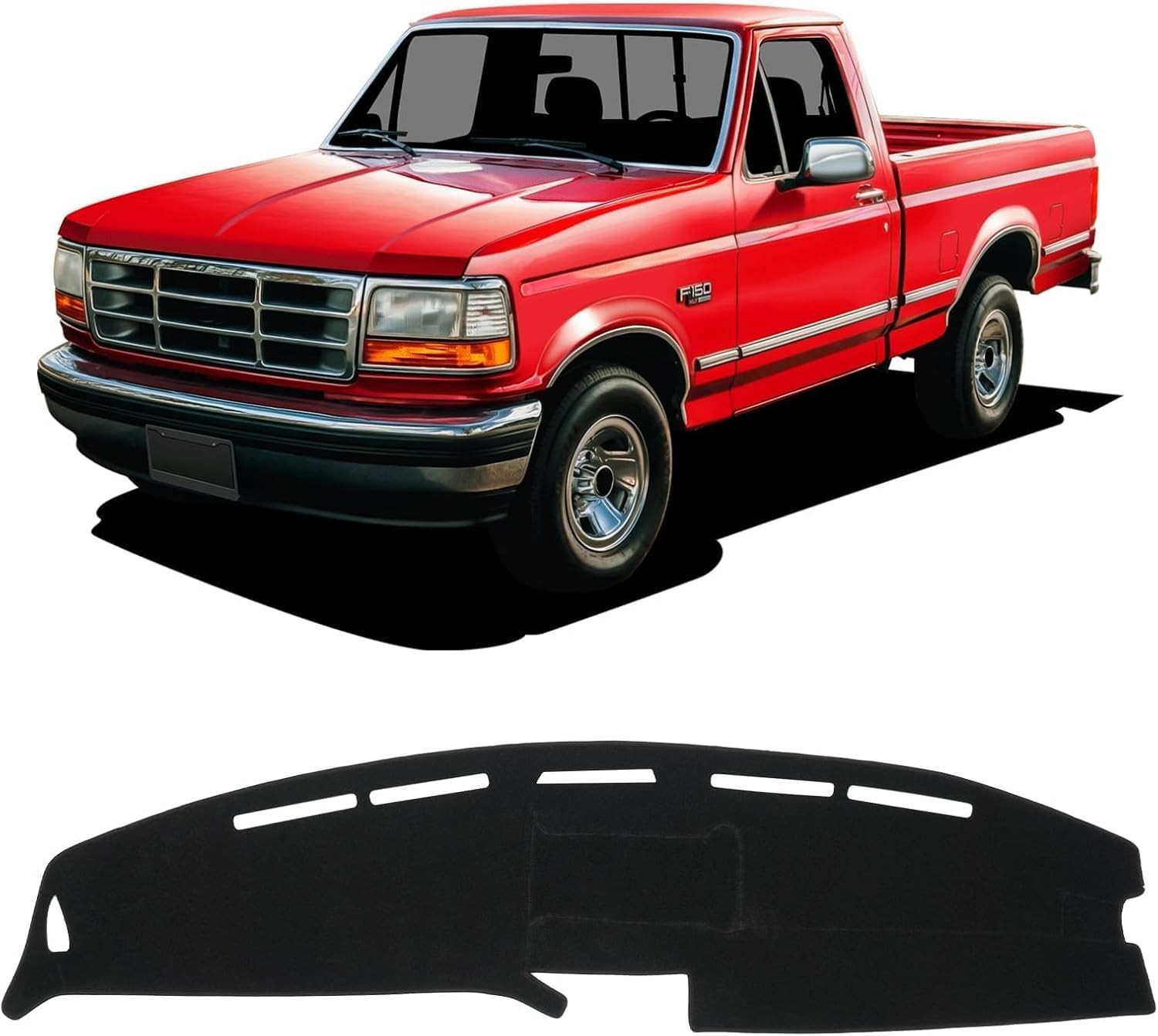 KUST Black Dash Cover for Ford F-150 & Bronco 1992-1996, F-250 & F-350 1992-1...