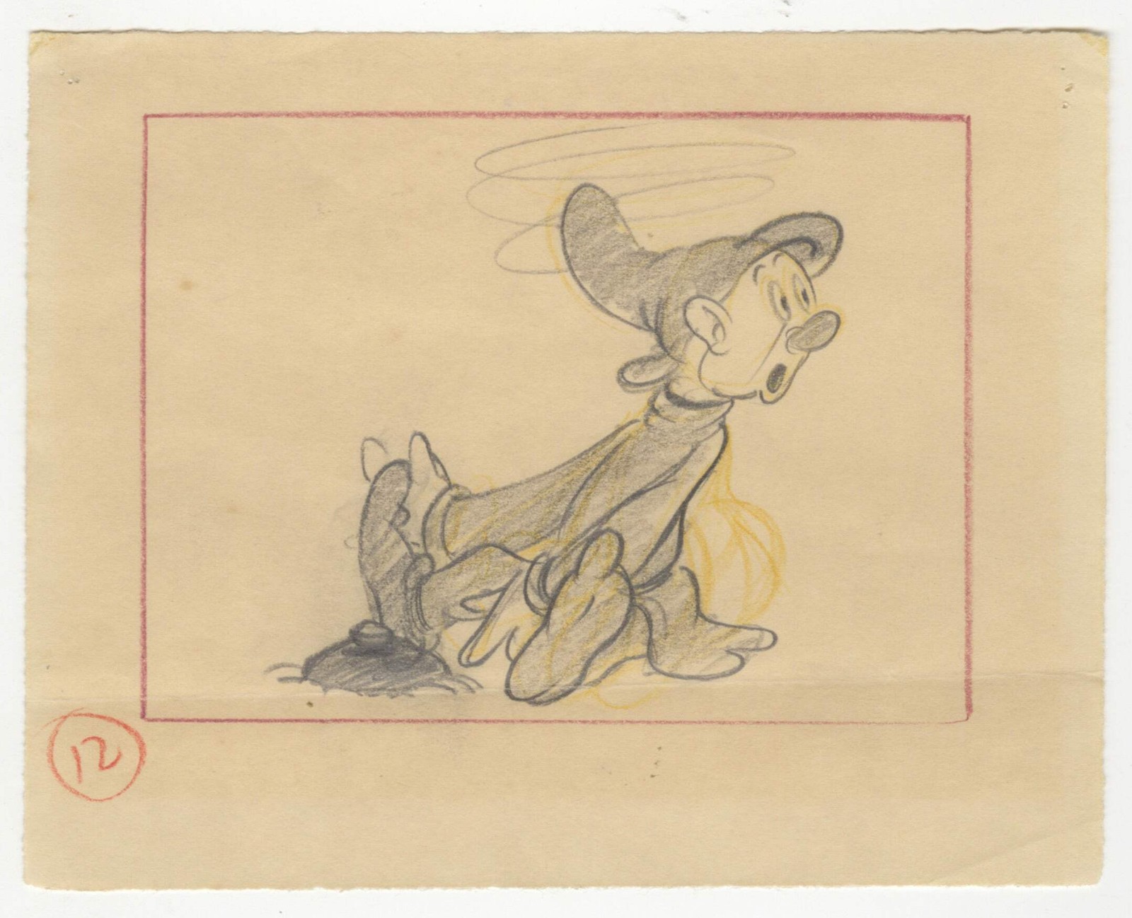 Original 1937 Disney Snow White Dopey Storyboard Panel Production Artwork
