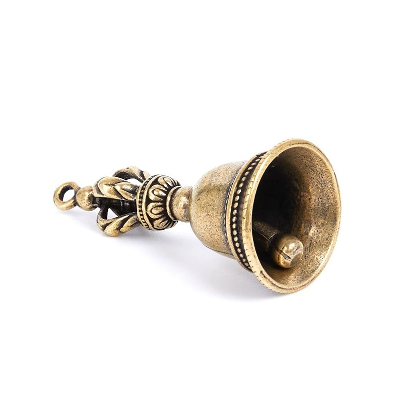 1pc Vintage Bronze Hand Bell Tibetan Style Metal Wind Bell Hanging Home Decor