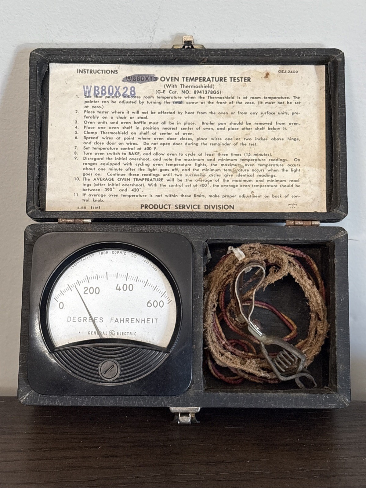 Vintage GE Oven Temp Tester WB80X28 Case/ Clean Manual/ Tested Working