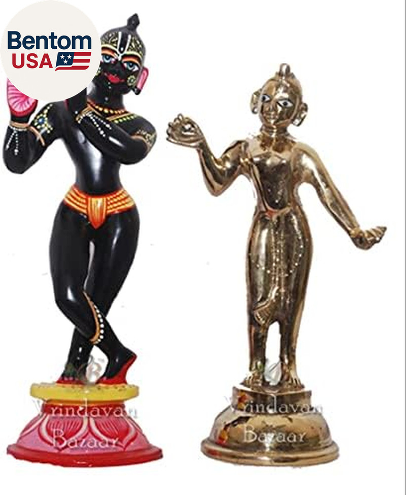 Brass Radha & Krishna Idol (12 Inch, Black Krishna and Golden Radha) Brass Radha & Krishna Idol (12 Inch, Black Krishna and Golden Radha)