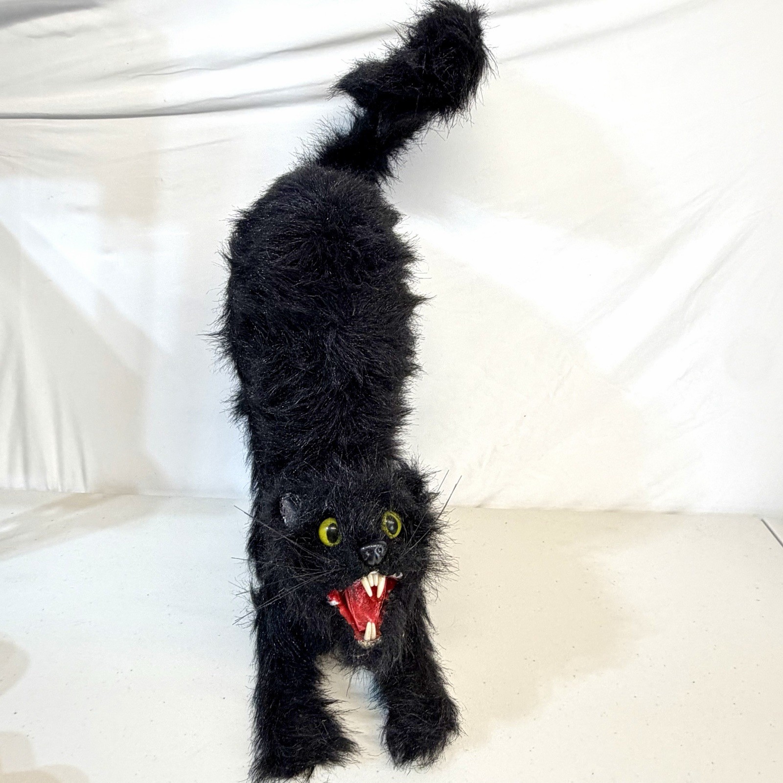 Vintage Rare Scary Black Realistic Cat Halloween Decor Prop 1950/60s