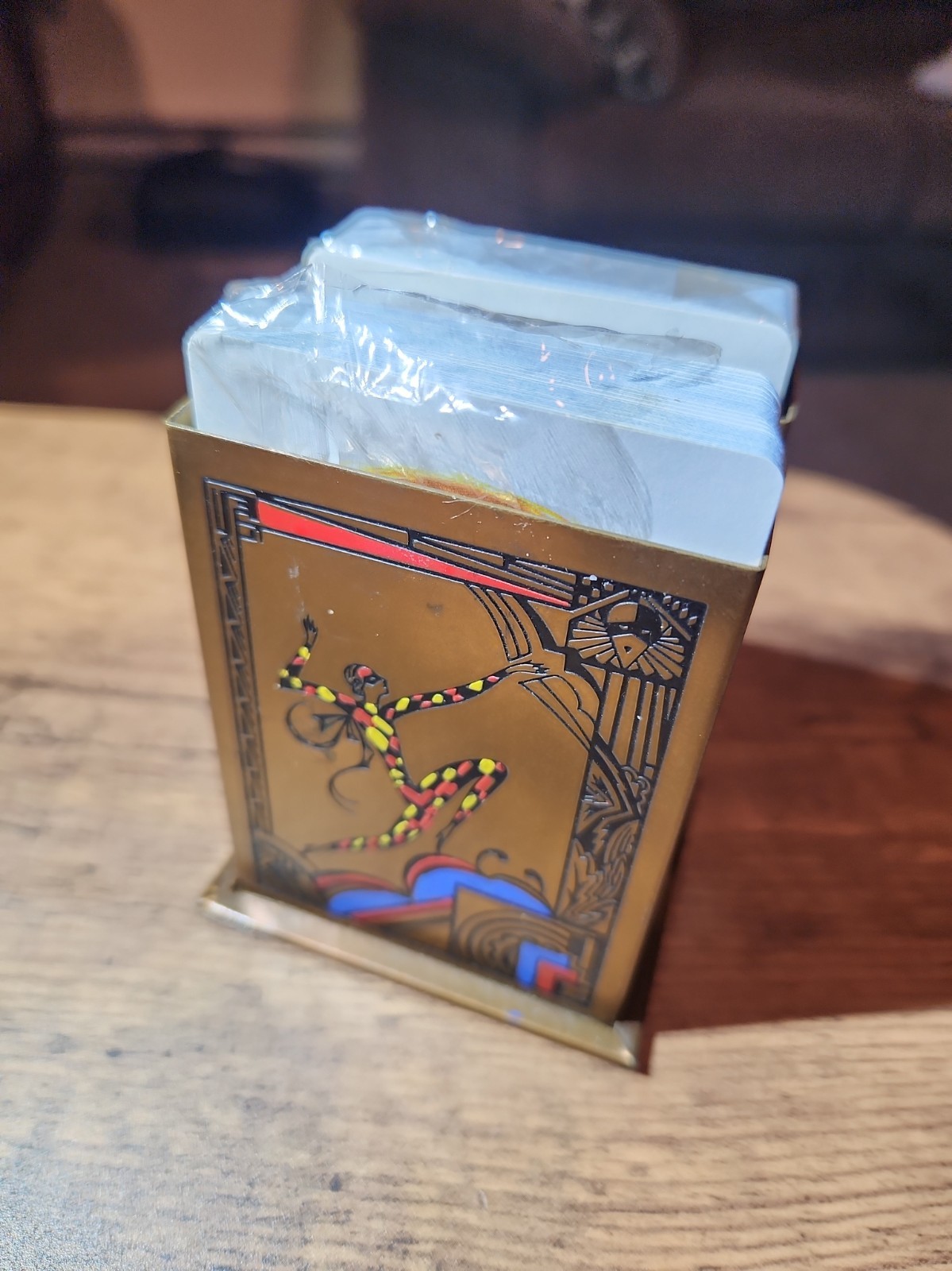 Vintage 1920s Art Deco Brass Harlequin Playing Card Desk Holder John J Ward NY Vintage 1920s Art Deco Brass Harlequin Playing Card Desk Holder John J Ward NY