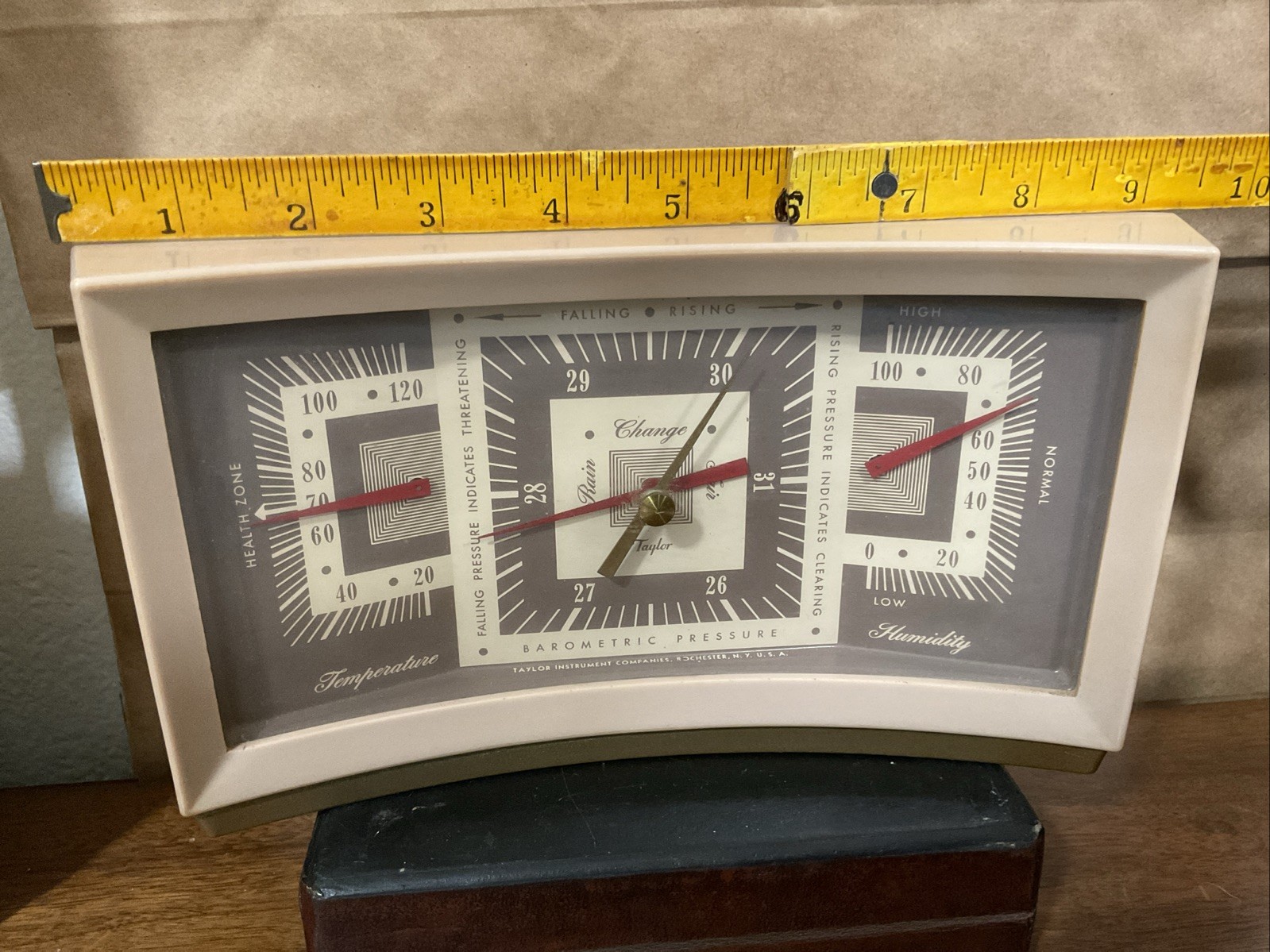 VTG Rare Antique Art Deco Taylor Instruments Weather Center Barometric Pressure