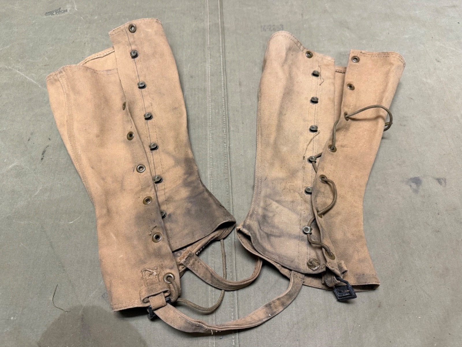 ORIGINAL WWI US ARMY INFANTRY M1917 COMBAT FIELD LEGGINGS- SIZE 3