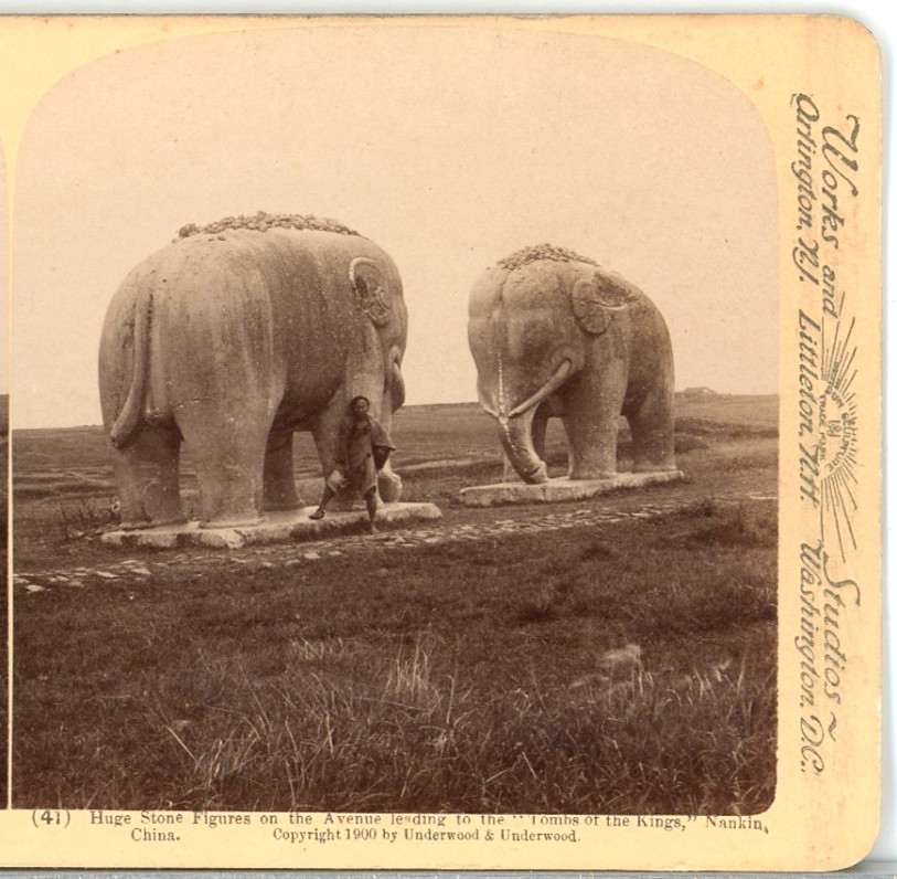 CHINA, Stone Figures On Road To Tombs Of The Kings-Underwood Stereoview L124