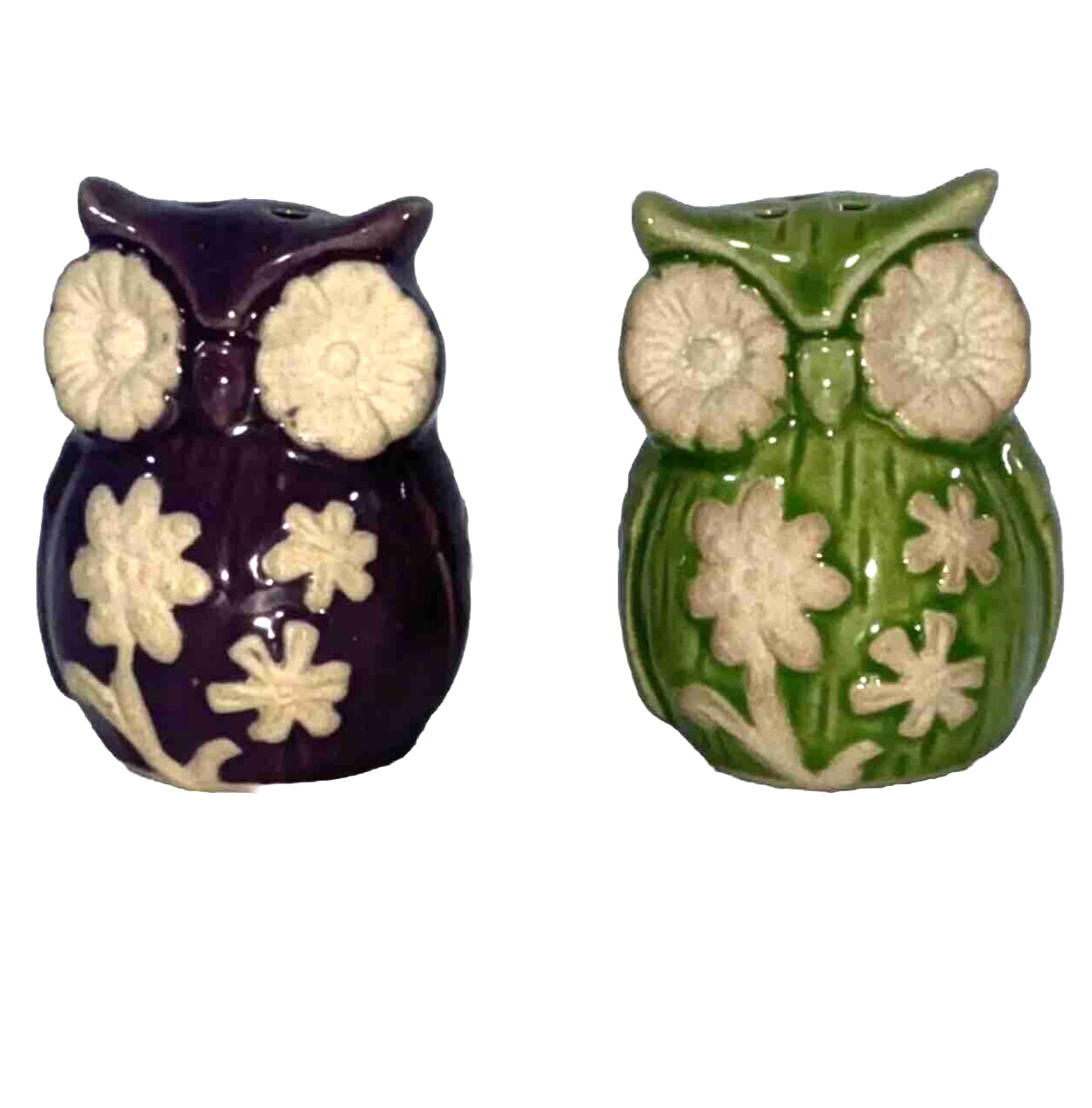 Vintage Porcelain 2 Inch Owl Salt And Pepper Shakers