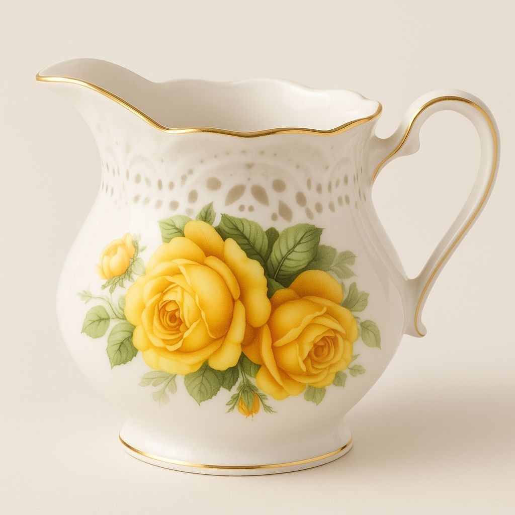Altenburg China Creamer Yellow Roses Germany Vintage Small Pitcher 3.25 in
