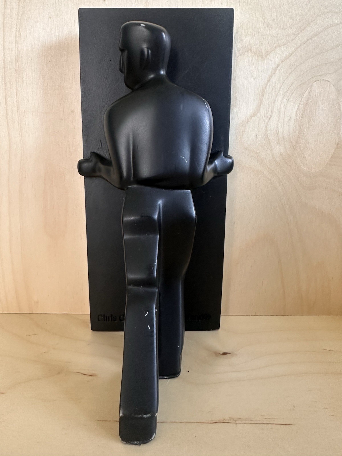 Chris Collicott Kikkerland Leaning Man Bookend 8” Black Modernist Sculpture