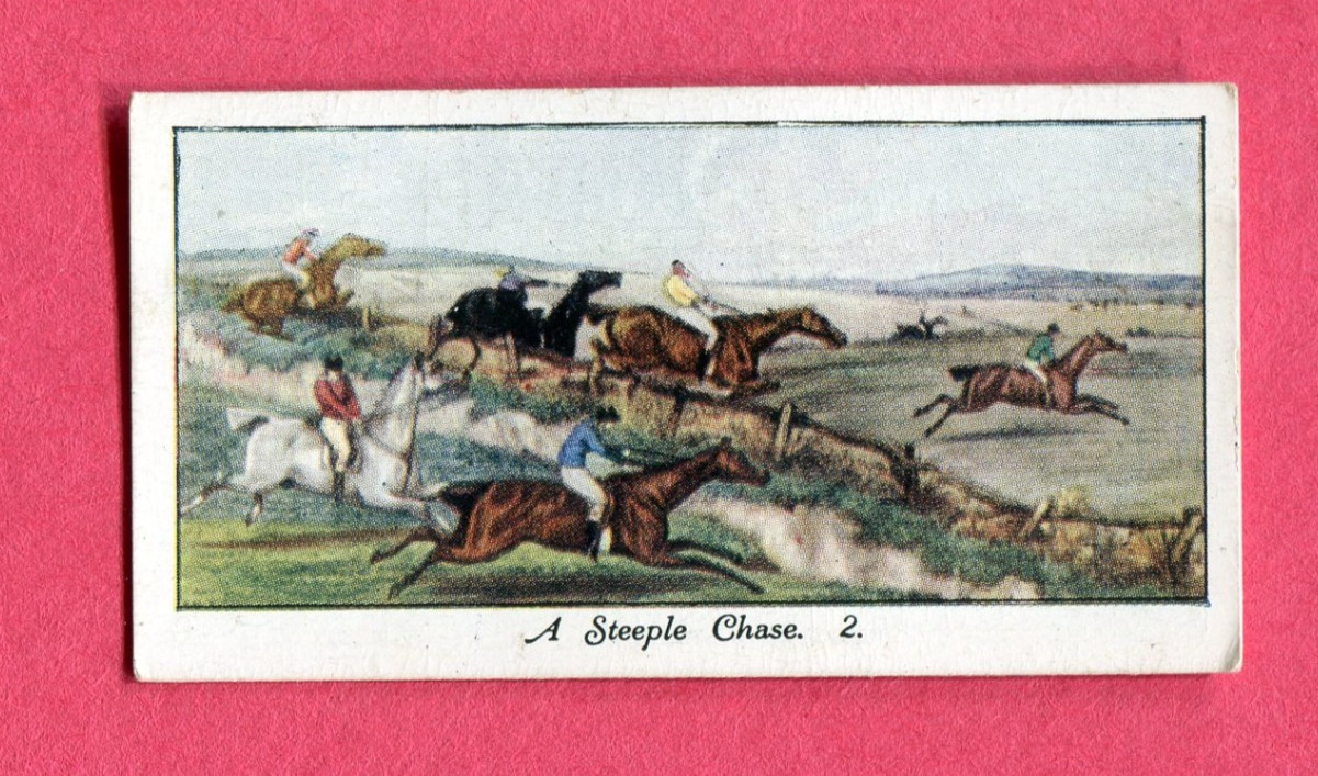 1930 STEPHEN MITCHELL LTD. OLD SPORTING PRINTS TOBACCO CARD #24 STEPLE CHASE 2