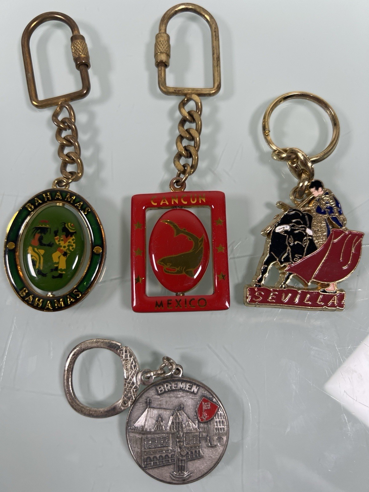 Vintage International Souvenir Keychain Lot Bahamas Mexico Spain
