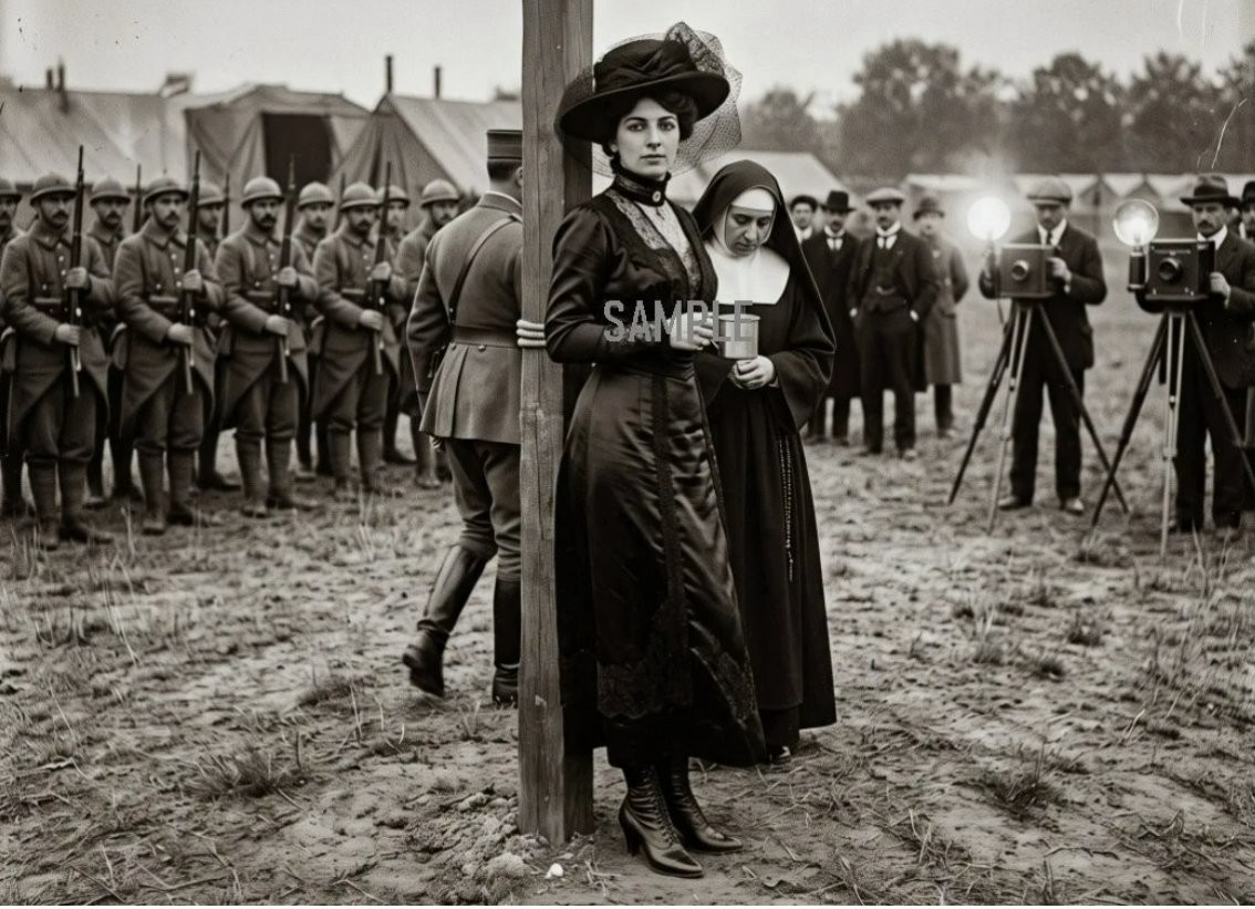 1917 MATA HARI Facing Execution in France 5x7 Borderless PHOTO (240-B) 1917 MATA HARI Facing Execution in France 5x7 Borderless PHOTO (240-B)