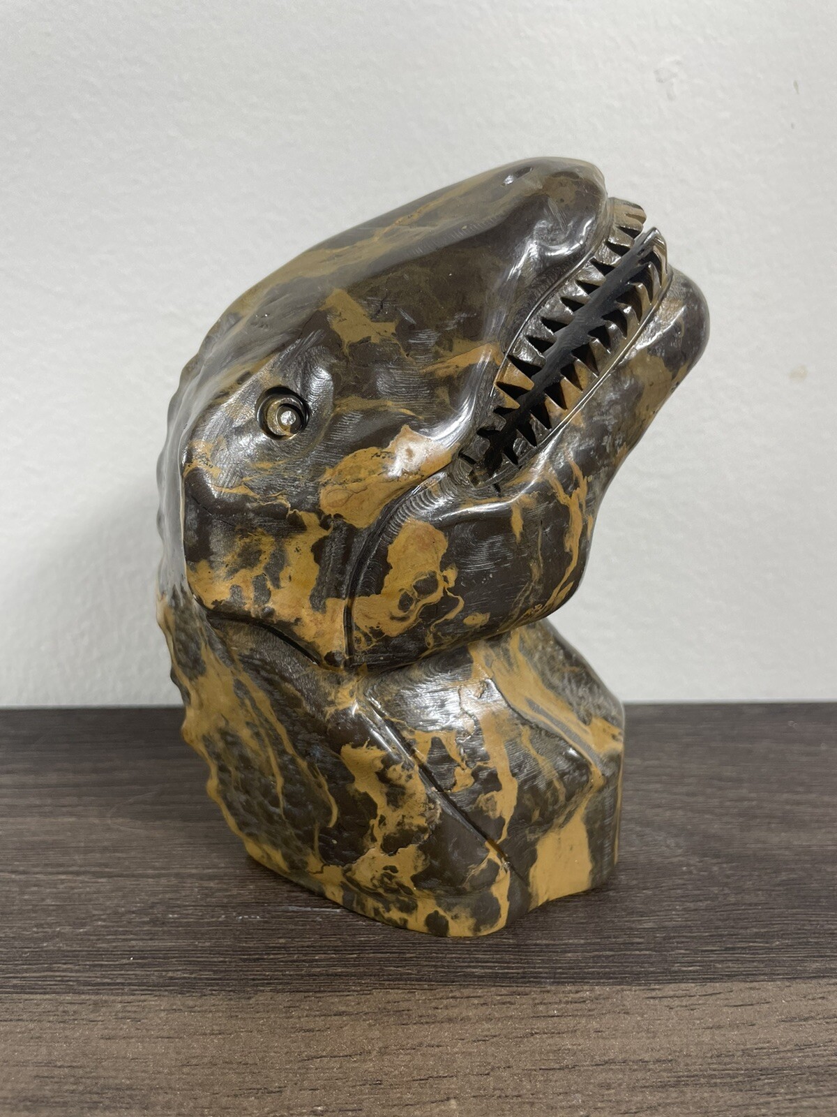 3lbs 2 Ozs Real Hand carved Jasper Dinosaur Skull Crystal Carving Large Heavy