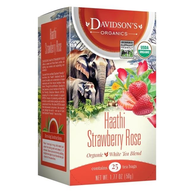 Davidsons Organics 2524 Haathi Strawberry Rose Tea Bags - Box of 25