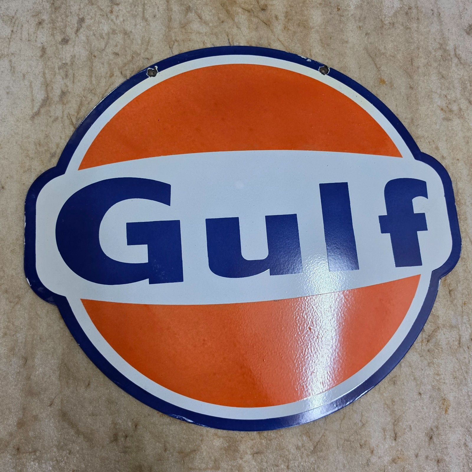 GULF 2-SIDED 30 X 27 INCHES PORCELAIN ENAMEL SIGN