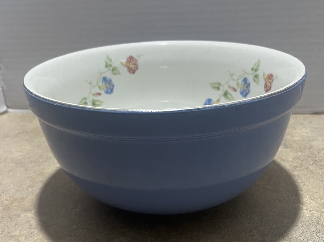 Halls Superior Quality Kitchenware Bowl Blue Morning Glory, 4.5” T x 8.75” W