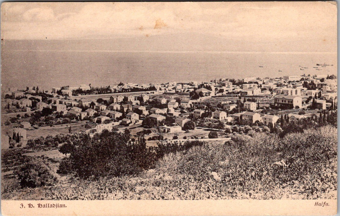 Haifa Palestine Harbor Panorama Antique Real Photo Postcard [AD]