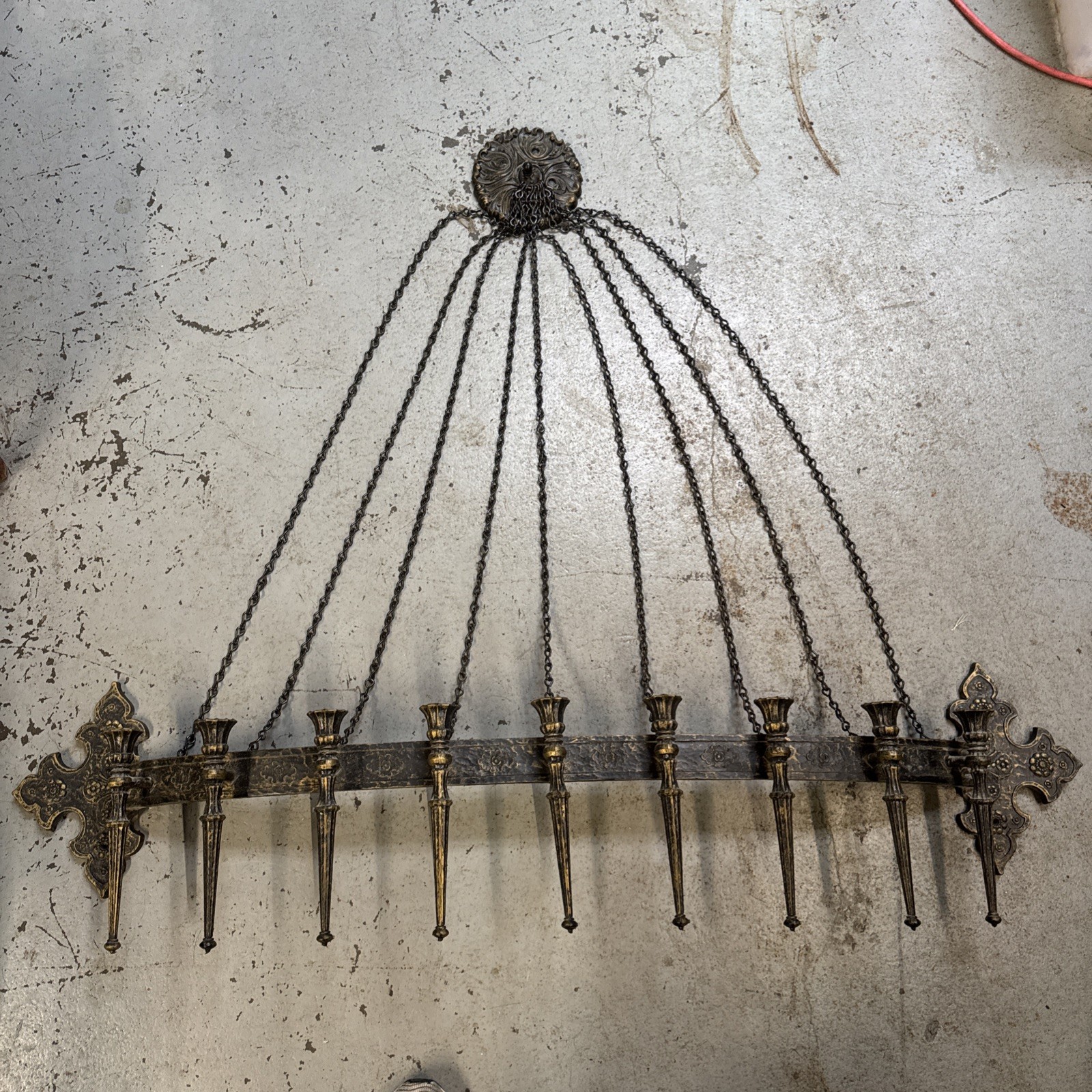 Vintage 1965 SYROCO Gothic 9-Arm Candle Holder Sconce Plastic 50in wide 
