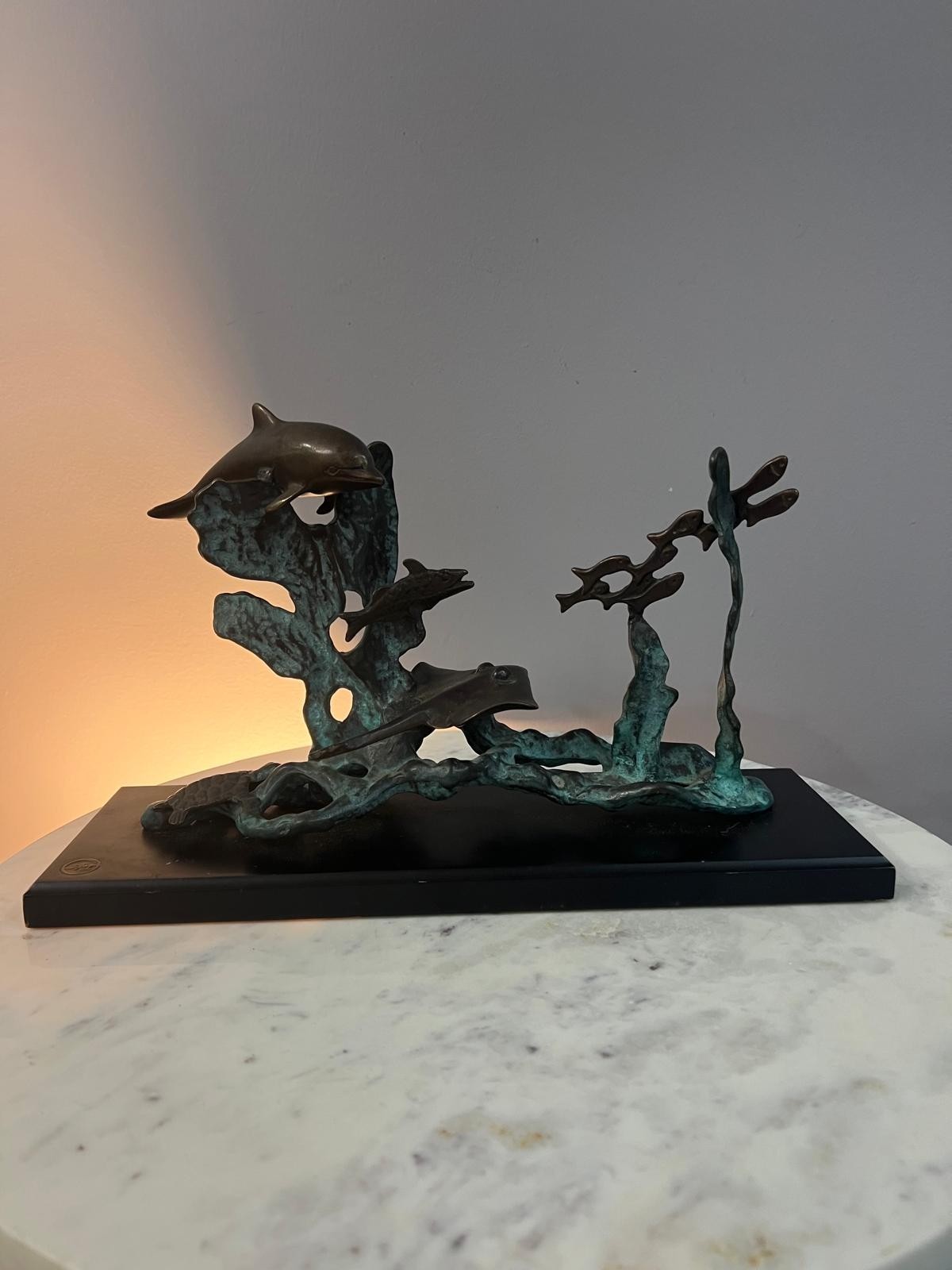 VTG San Pacific International Dolphin Sea Turtle Stingray Fish Sculpture 14\