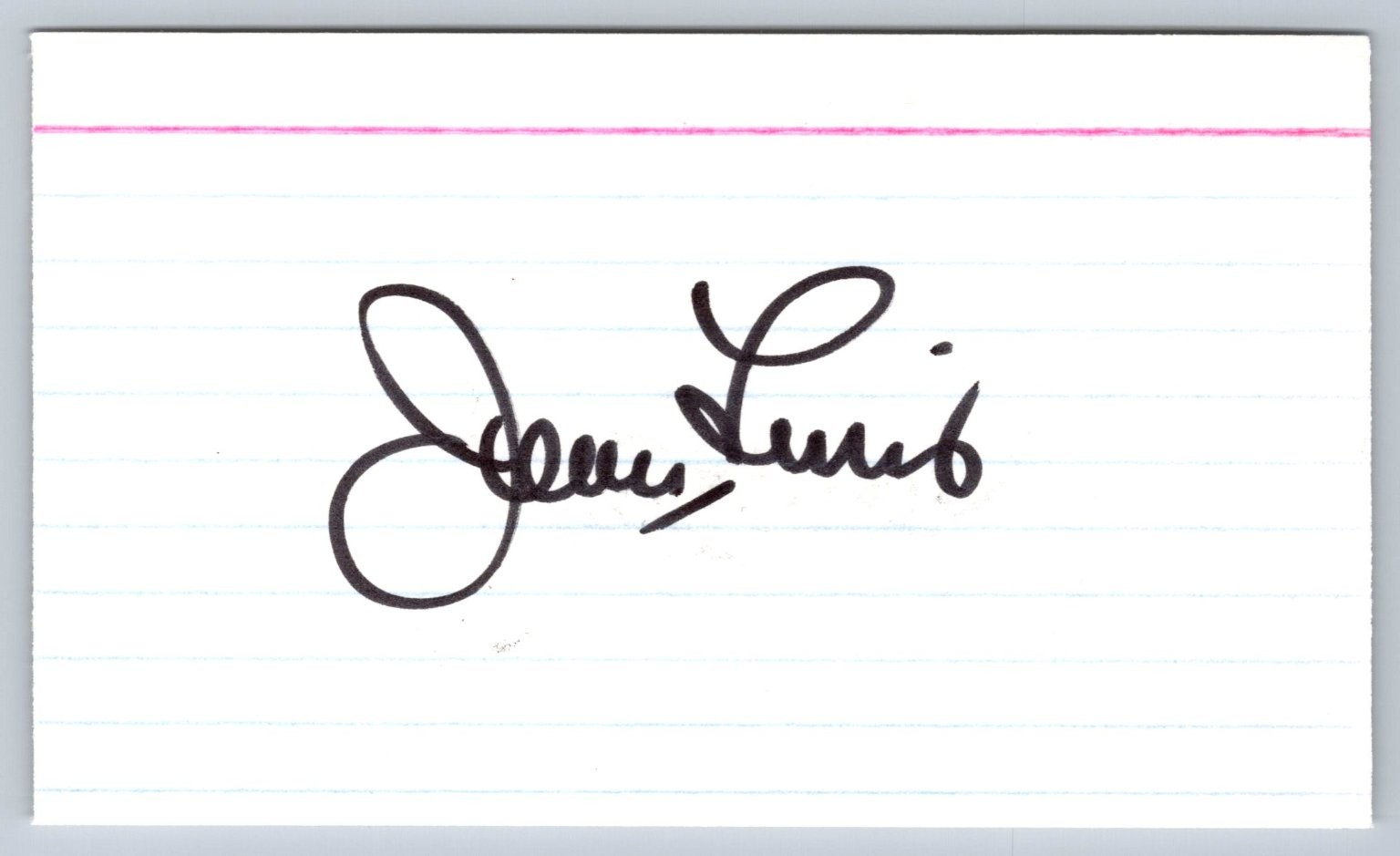 Jerry Lewis Autograph Signed Index Card Comedian Actor Legend Jerry Lewis Autograph Signed Index Card Comedian Actor Legend