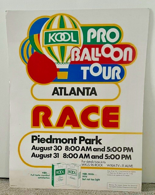 1980 VINTAGE KOOL HOT AIR BALLOON TOUR RACE ATLANTA PIEDMONT PARK POSTER 17\