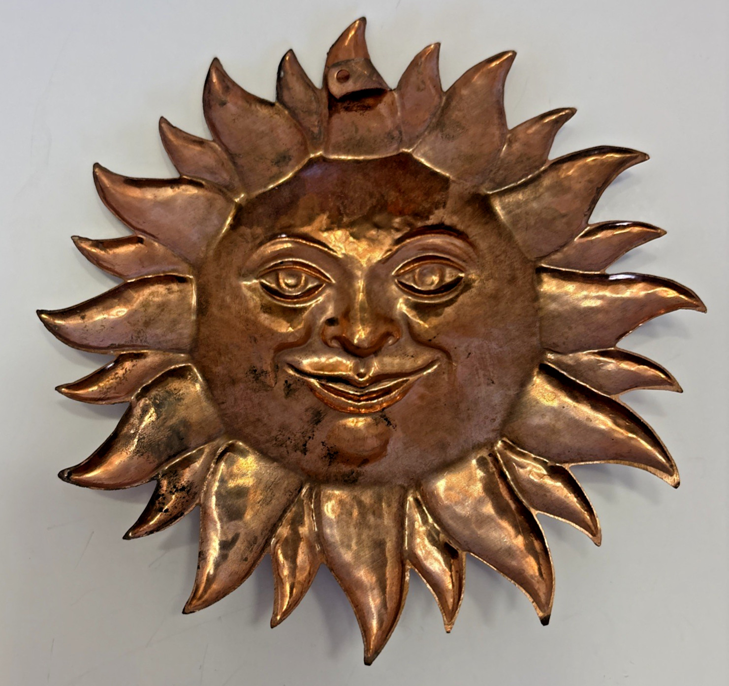 Vintage Copper Sun Face Wall Hanging