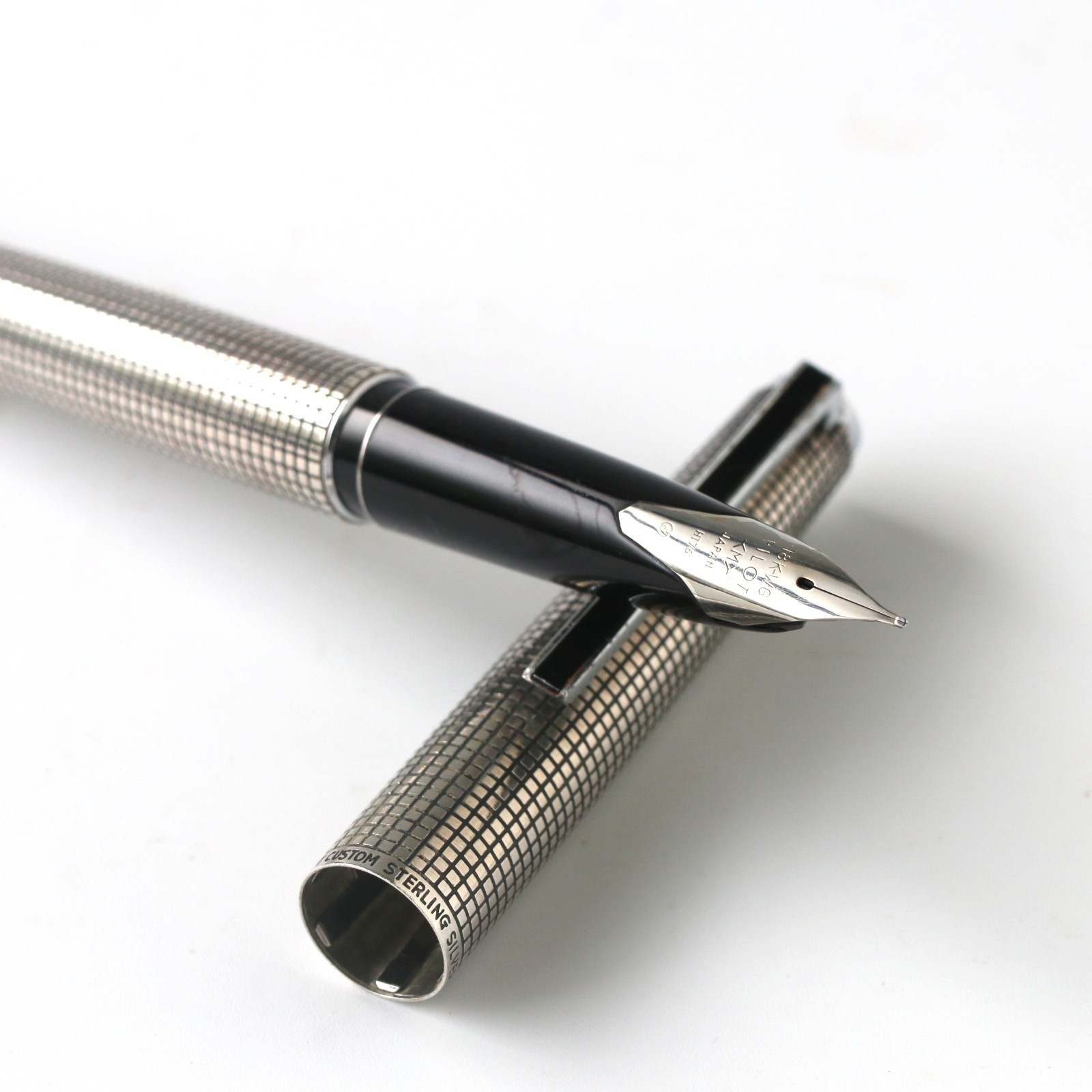 Pilot Namiki Custom Sterling Silver Fountain Pen 18K M Nib Tested Vintage w/con