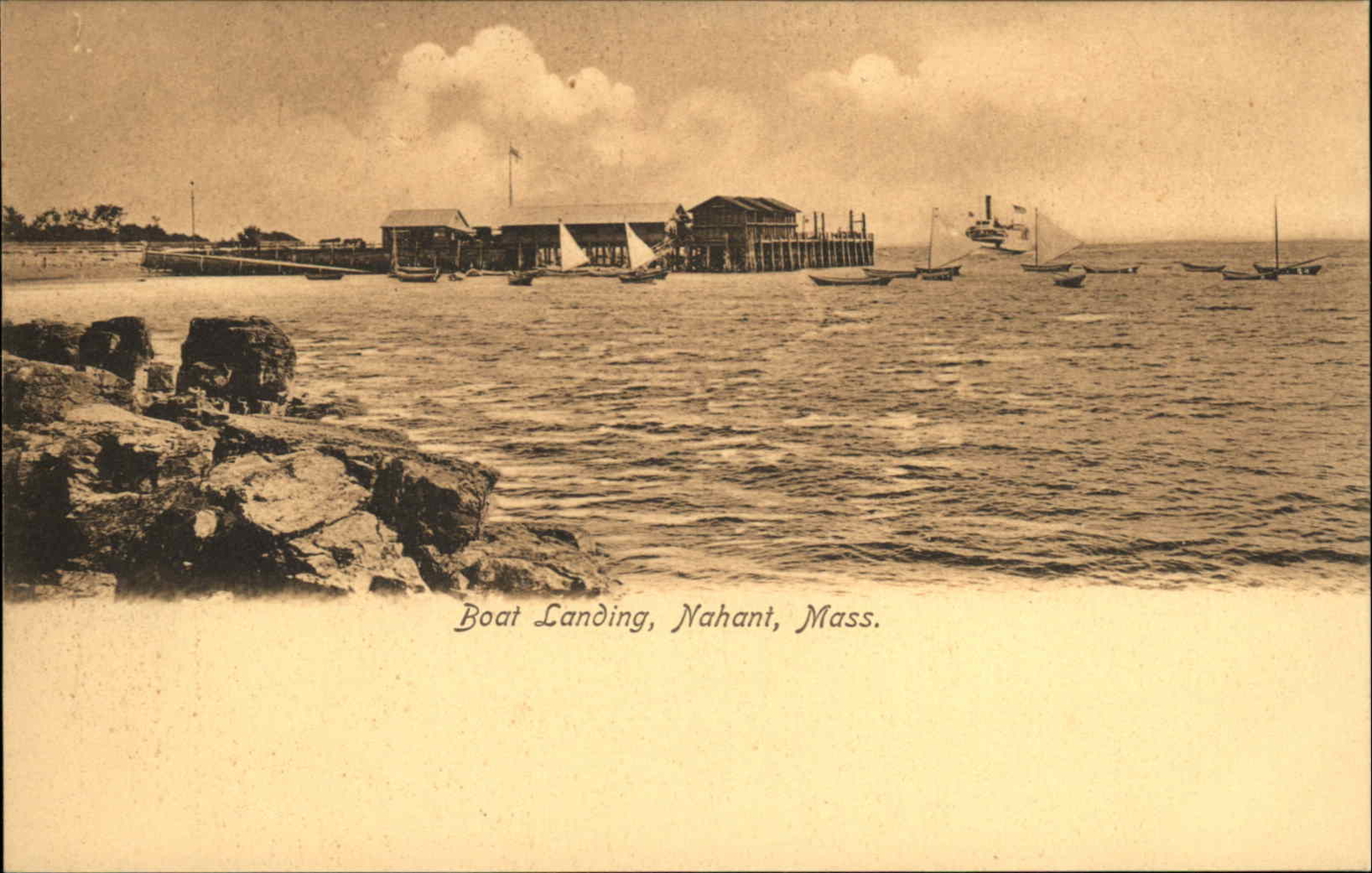 Nahant Massachusetts MA Boat Landing c1900s-20s Postcard
