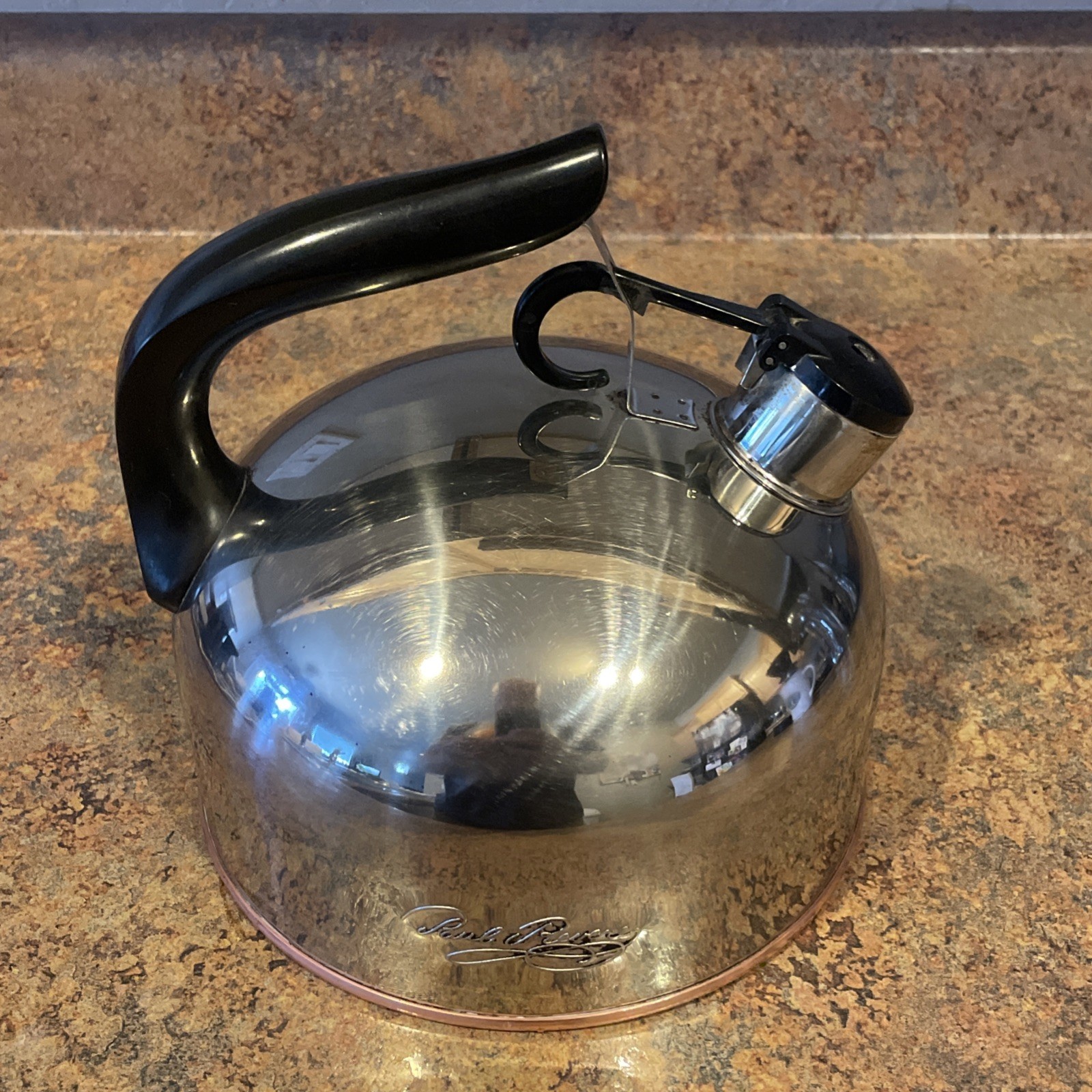 Vtg Paul Revere Ware 1.5 Qt Whistling Teapot Kettle Copper Bottom Stainless Vtg Paul Revere Ware 1.5 Qt Whistling Teapot Kettle Copper Bottom Stainless