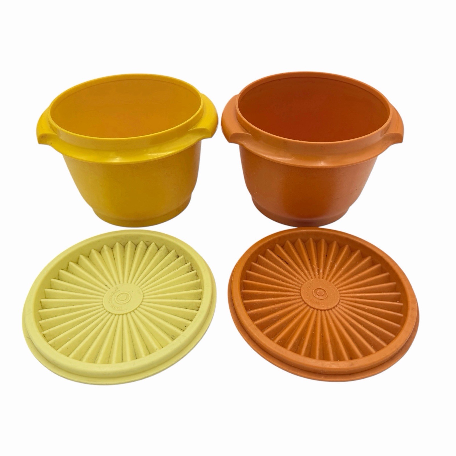 Vintage Tupperware Servalier 2 Bowls With 2 Lids (4pc) #886 812 Harvest Colors