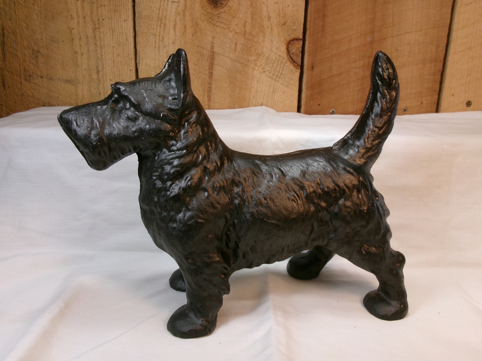 Vintage 1990\'s Large Black Cast Iron Scottish Terrier Dog Door Stop Heavy 9 lbs