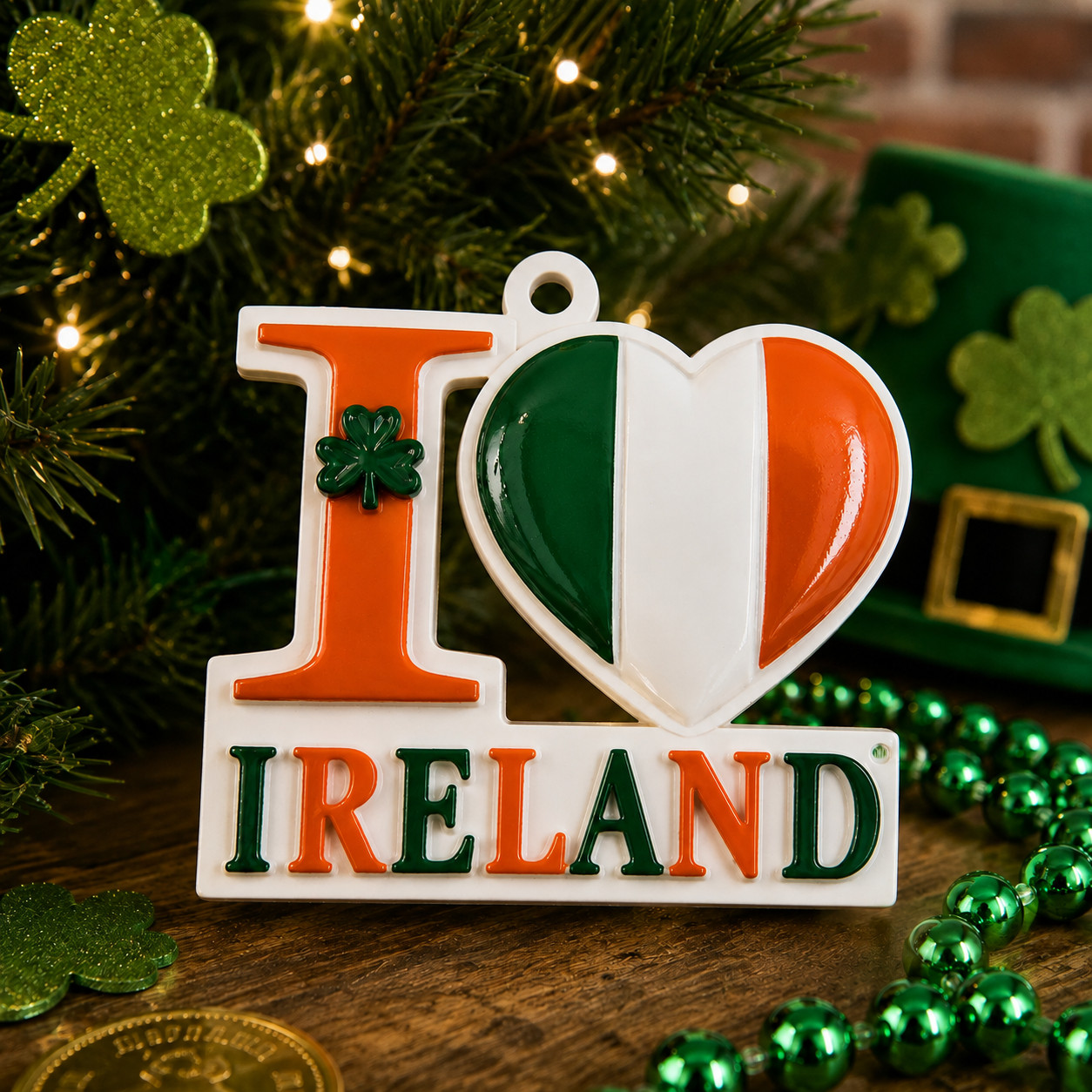 Ireland Shamrock Ornament Irish Flag Heart St Patricks Day Celtic Christmas FS Ireland Shamrock Ornament Irish Flag Heart St Patricks Day Celtic Christmas FS