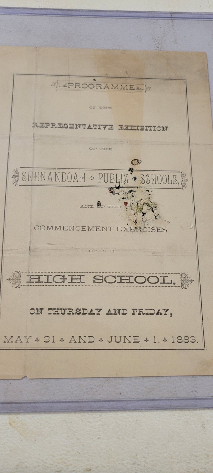 Rare Vintage Historical 1883 Shenandoah PA high school advertisement program