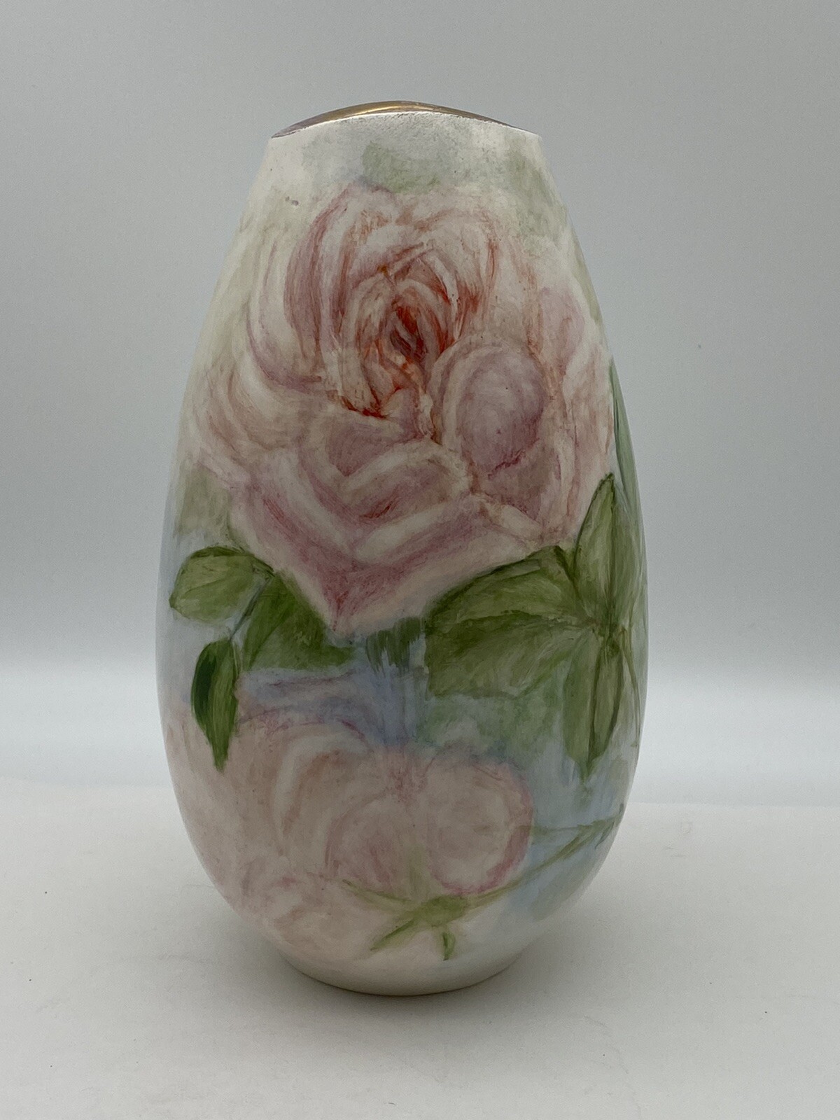 Vintage Holland Mold Hand Painted Ceramic Vase 7” Floral
