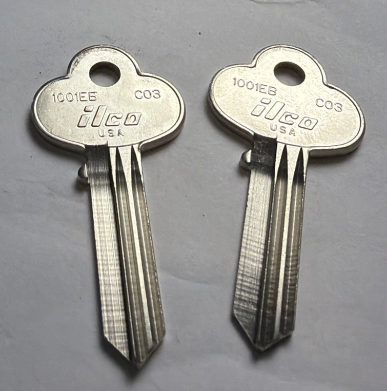 2x Ilco C03 1001EB Uncut Key Blanks Cabinet Locksmith Replacement Pair